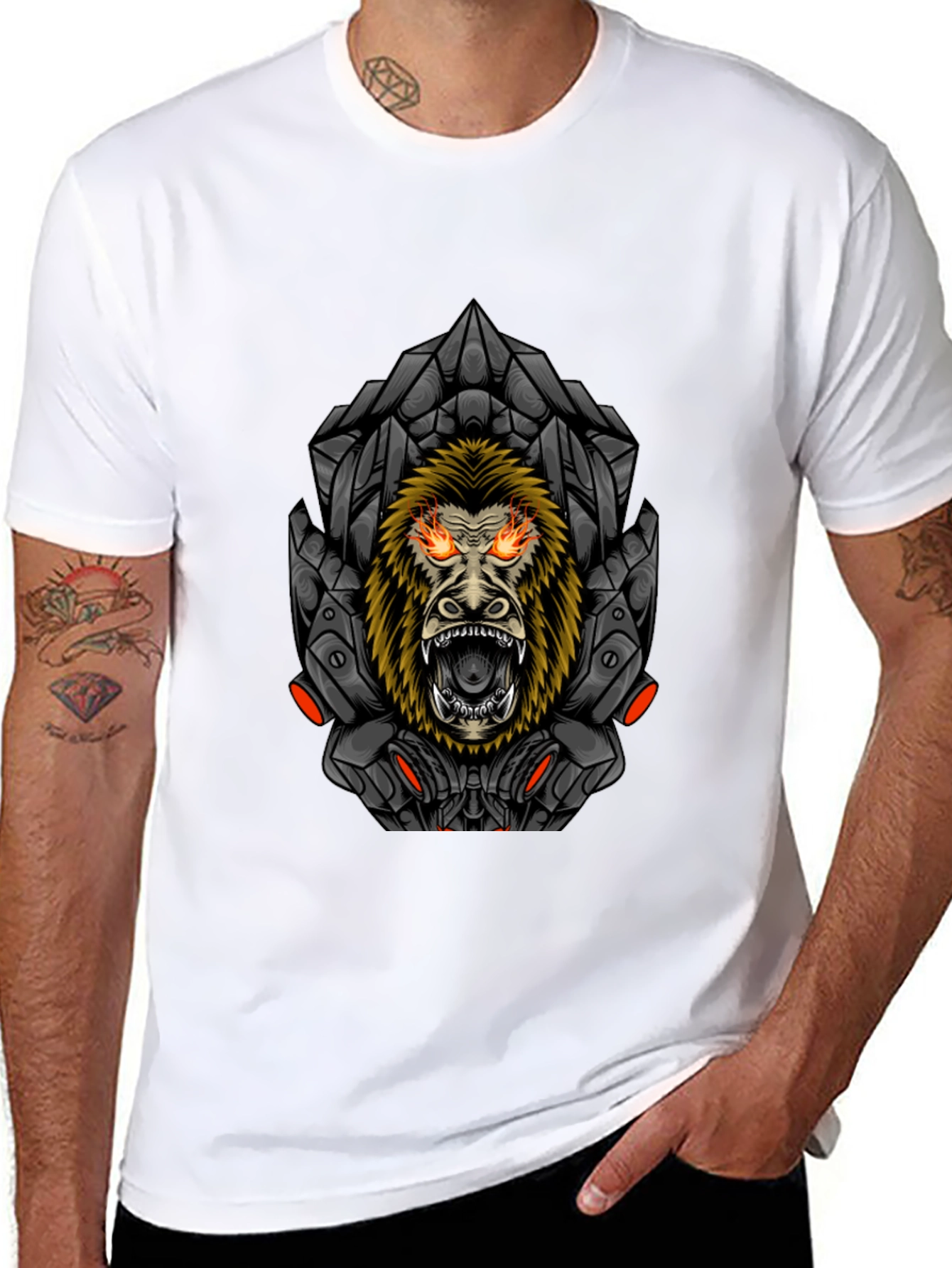 Cyberpunk Gorilla Graphic Tee - Mens Black T-Shirt