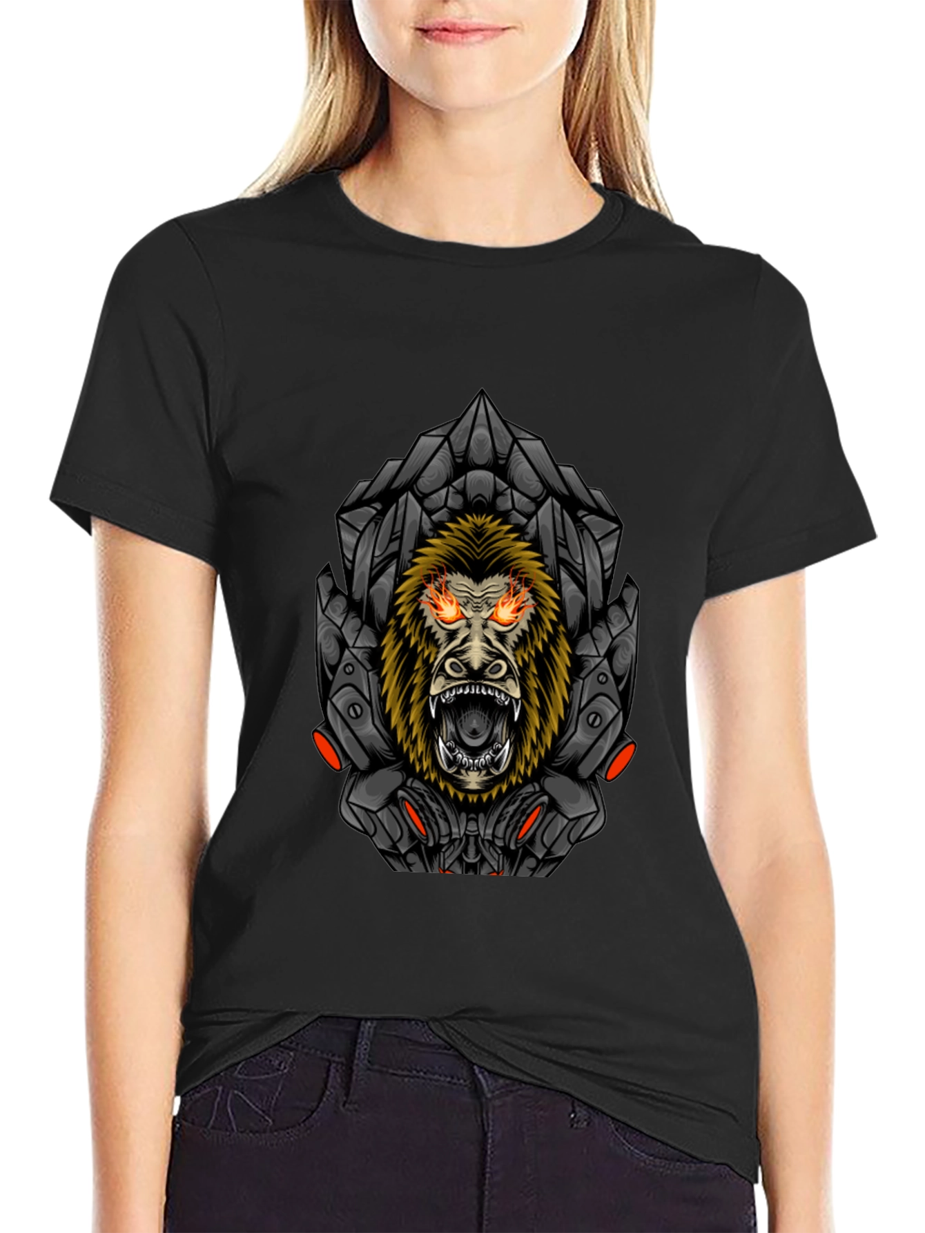 Cyberpunk Gorilla Graphic Tee - Mens Black T-Shirt