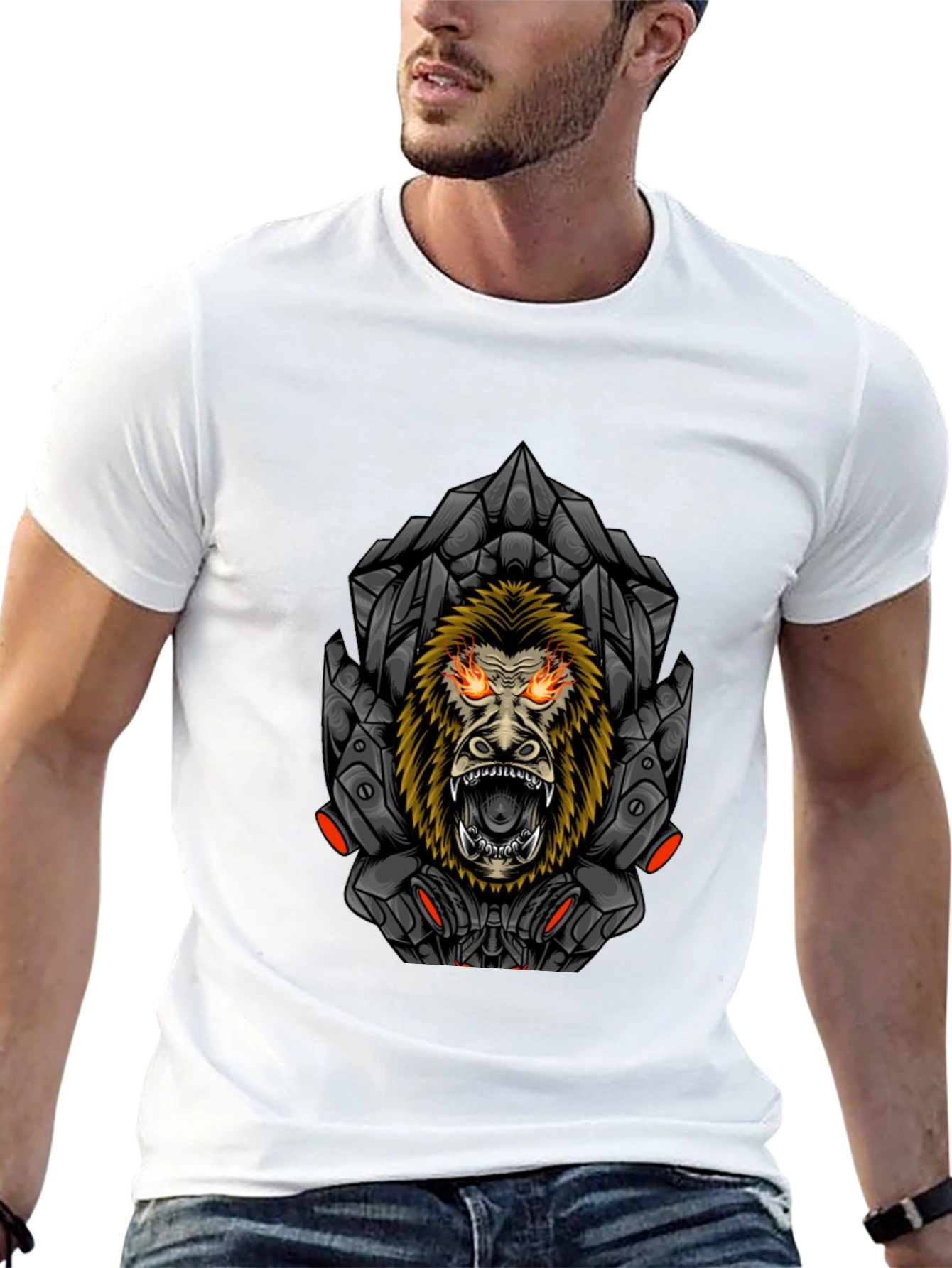 Cyberpunk Gorilla Graphic Tee - Mens Black T-Shirt