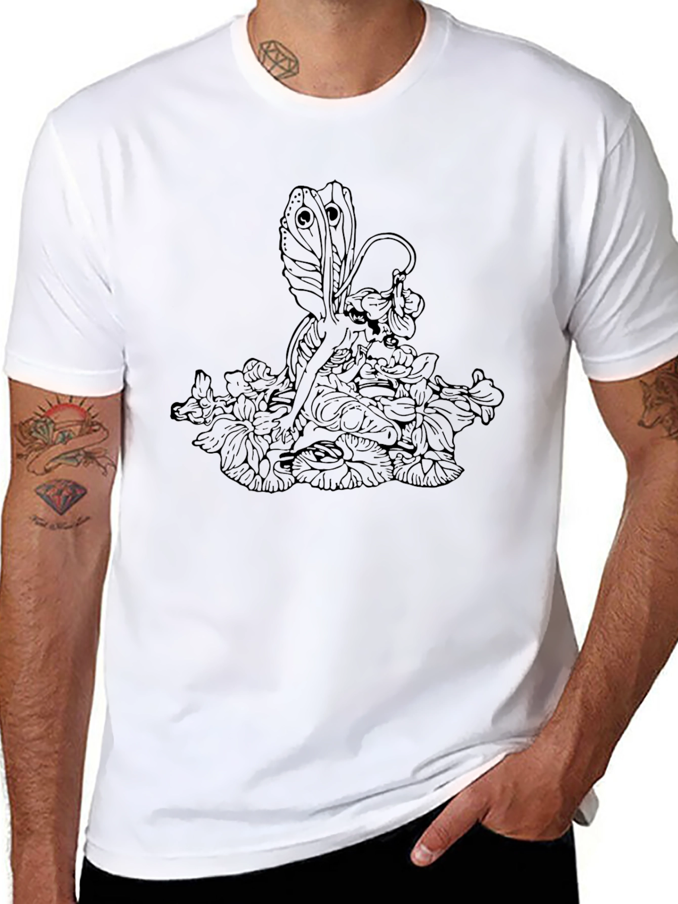Dark Fairy Graphic Tee - Mens Black Cotton T-Shirt
