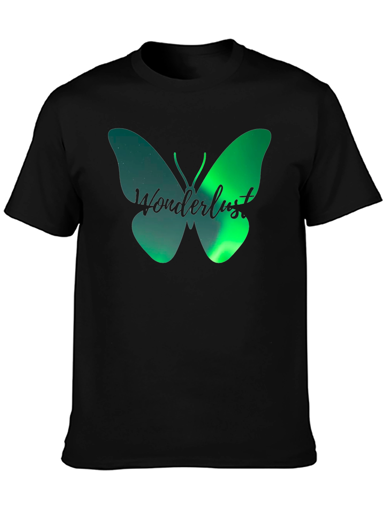 Wanderlust Butterfly Graphic T-Shirt - Black