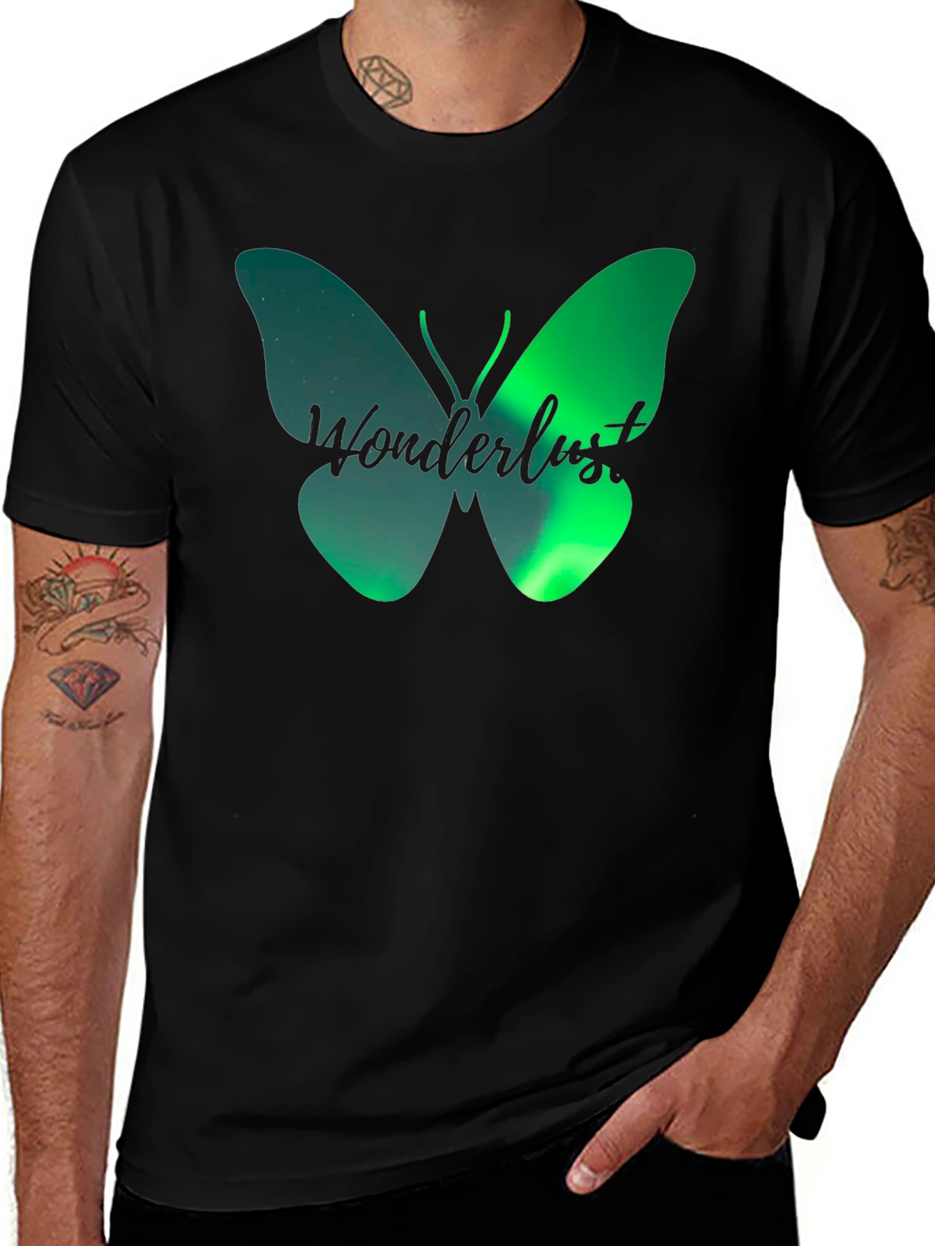 Wanderlust Butterfly Graphic T-Shirt - Black