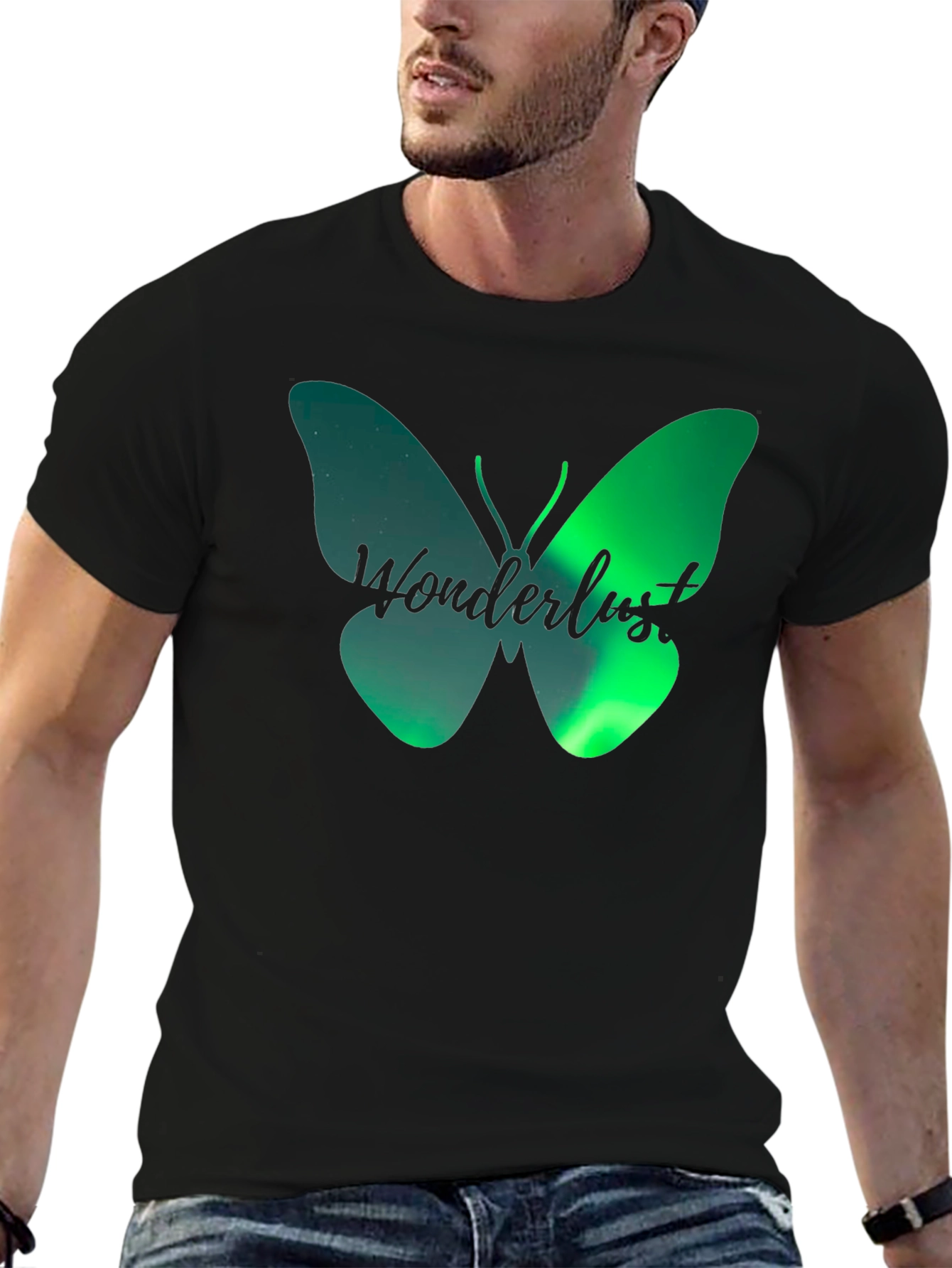 Wanderlust Butterfly Graphic T-Shirt - Black