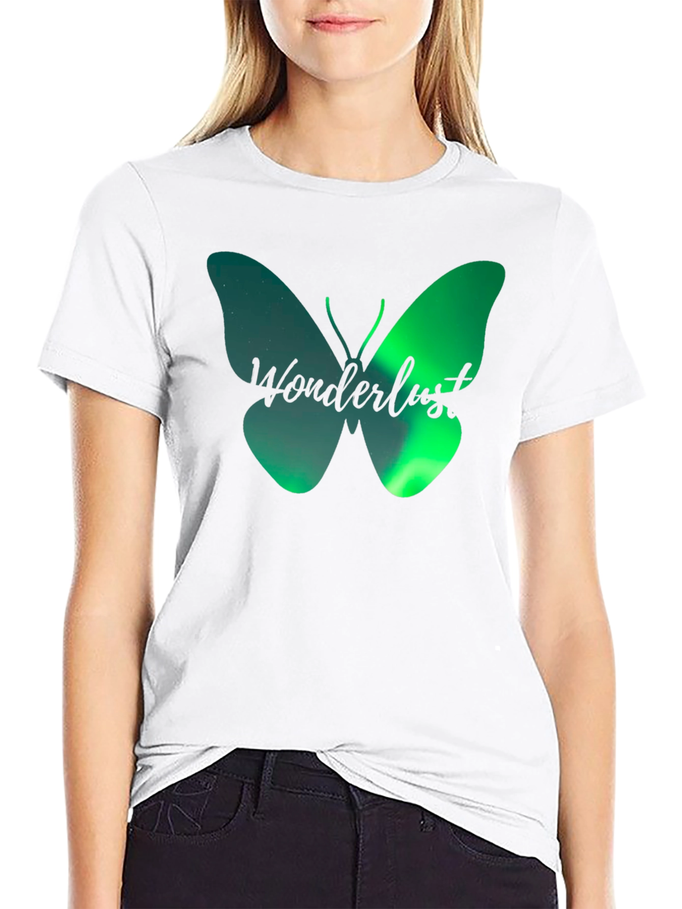 Wanderlust Butterfly Graphic T-Shirt - Black