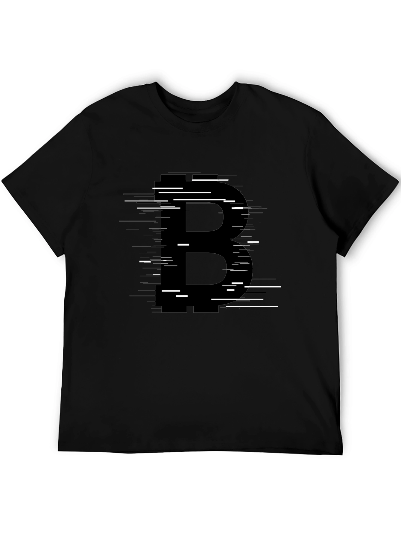 Bitcoin B Glitch Graphic Black T-Shirt