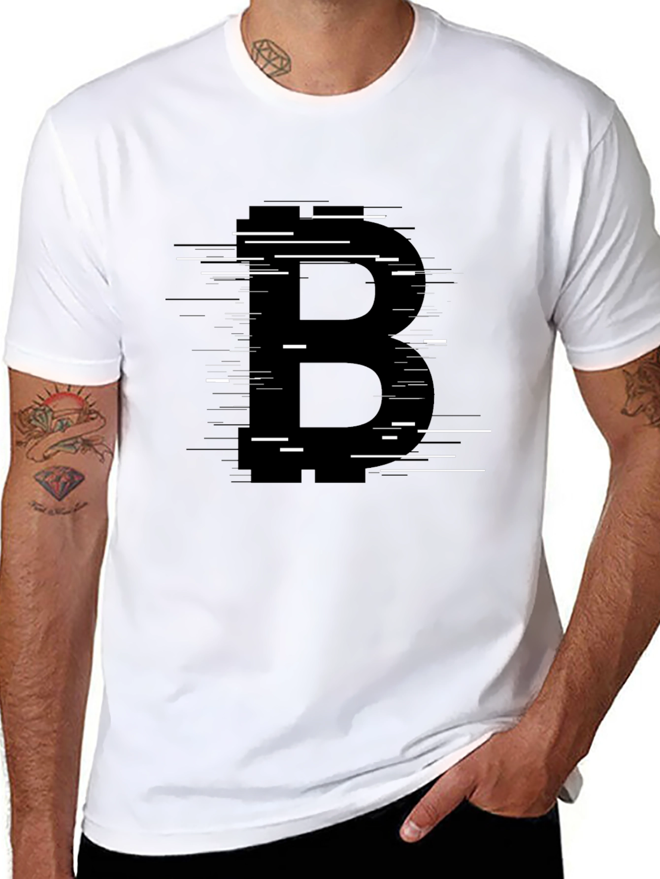 Bitcoin B Glitch Graphic Black T-Shirt