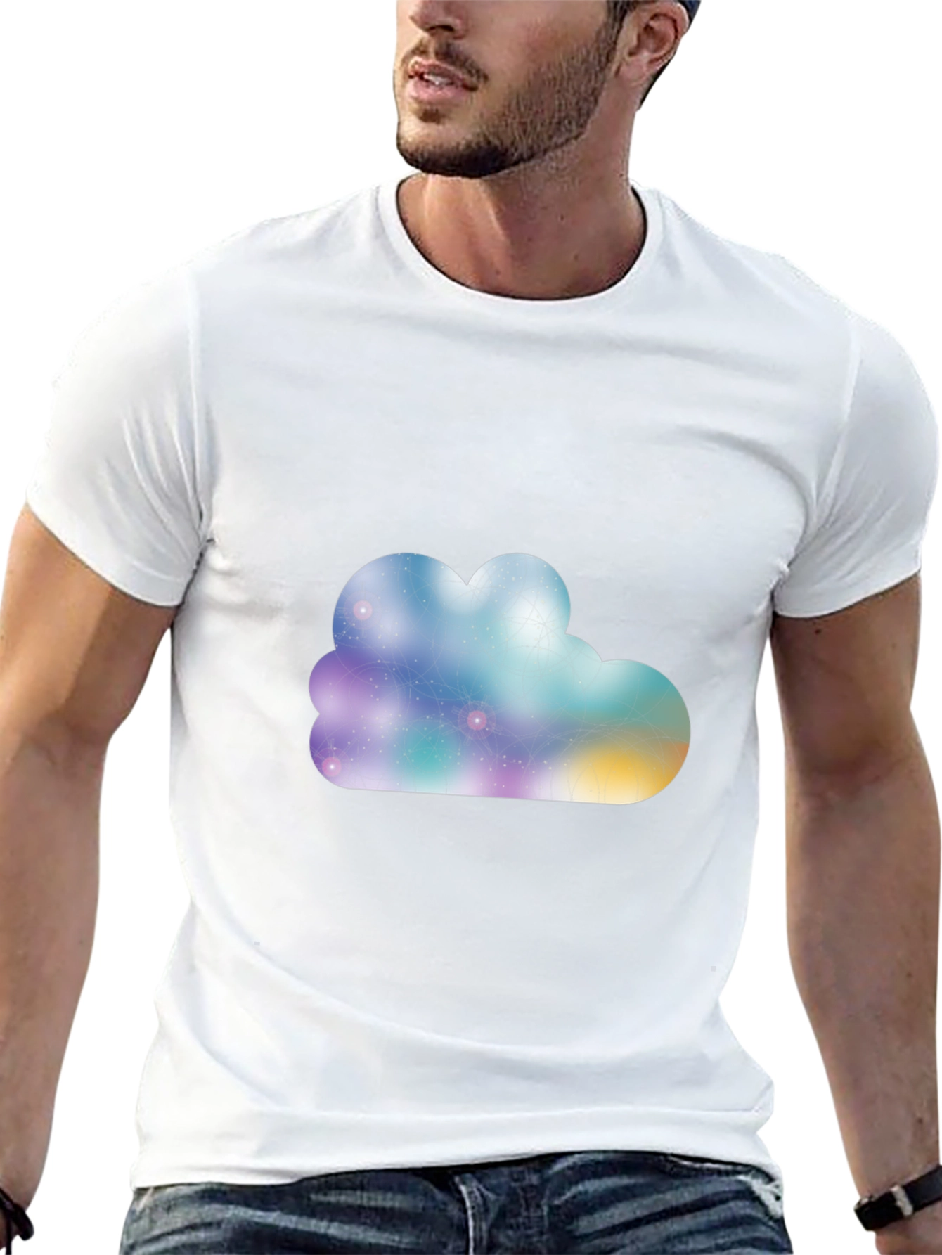 Abstract Cloud Graphic Black T-Shirt