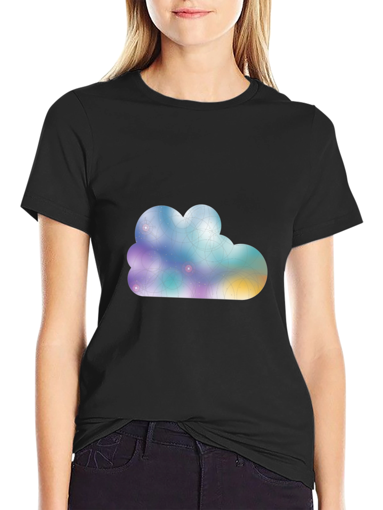 Abstract Cloud Graphic Black T-Shirt