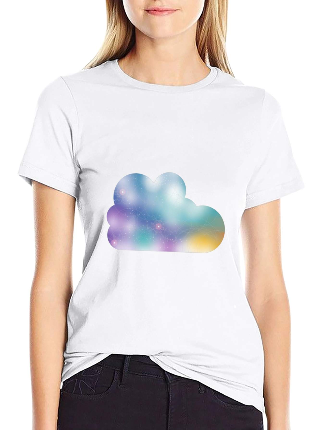 Abstract Cloud Graphic Black T-Shirt