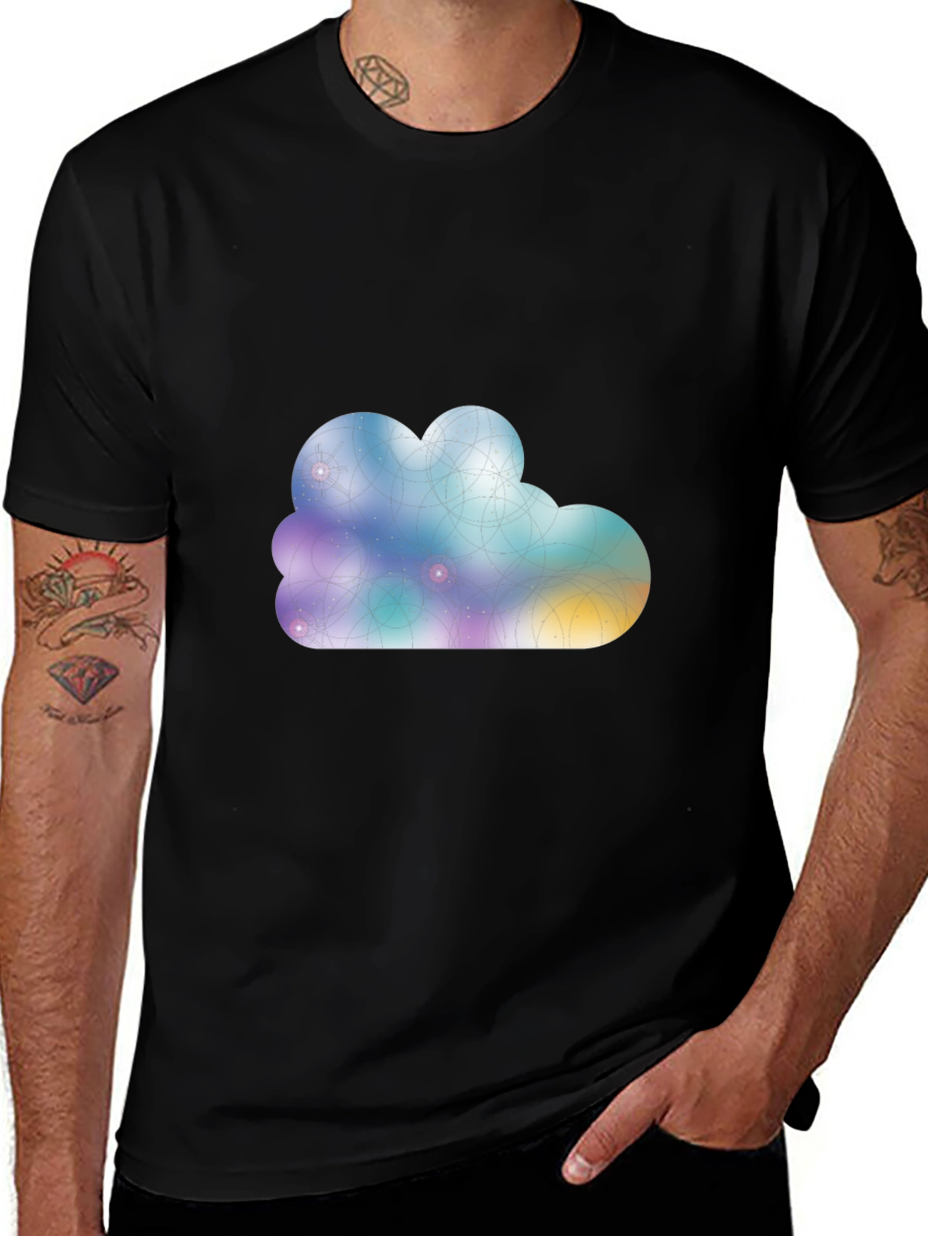 Abstract Cloud Graphic Black T-Shirt