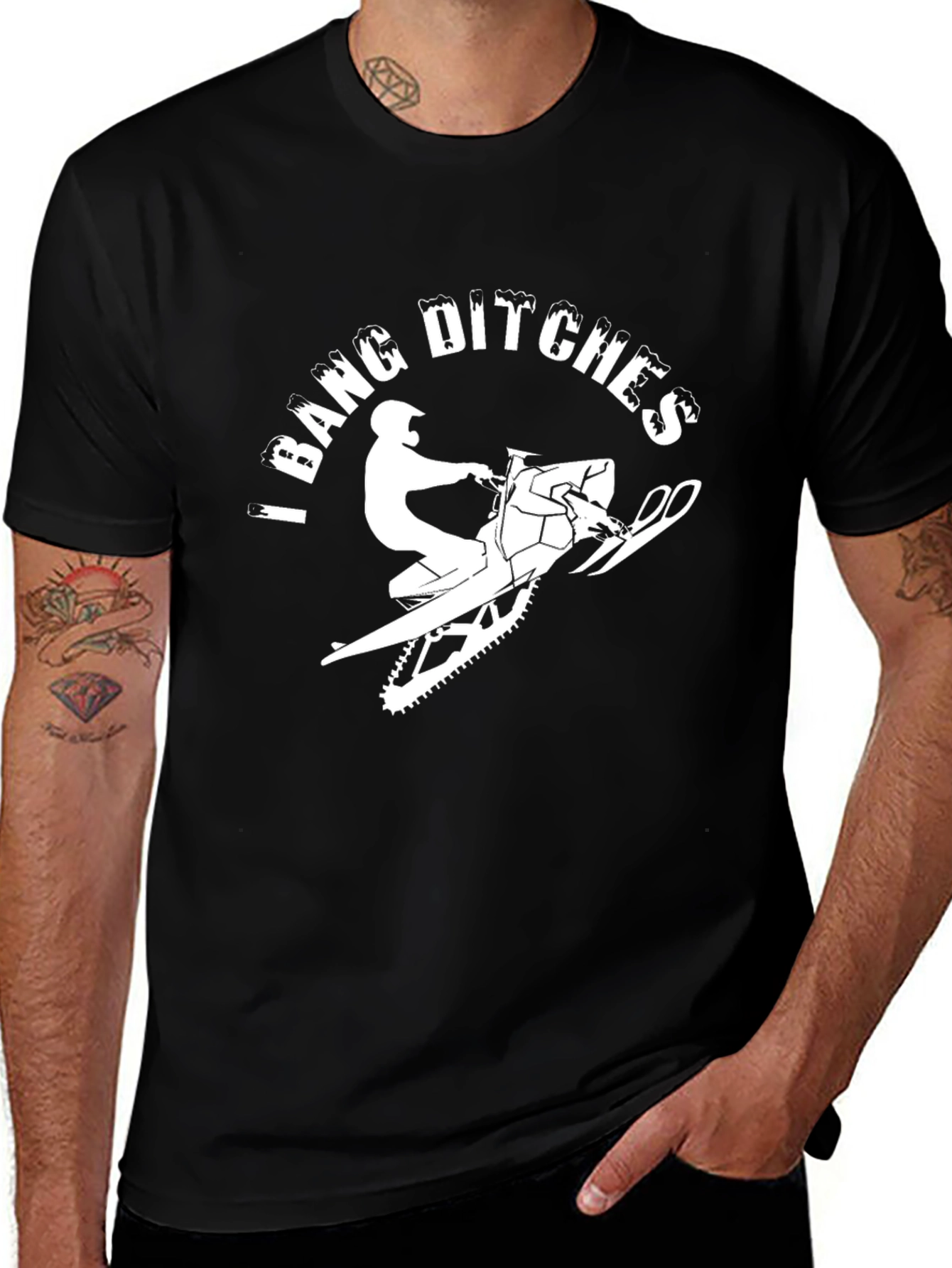 I Bang Ditches Snowmobile T-Shirt Funny Winter Ride Tee