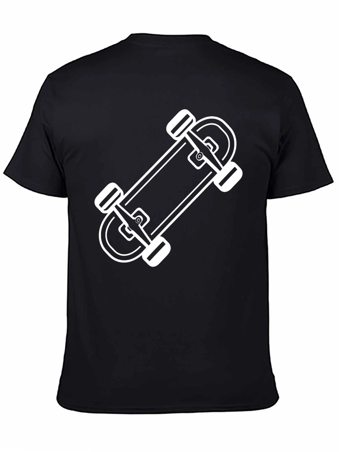 Skateboard Graphic Tee - Black Cotton T-Shirt