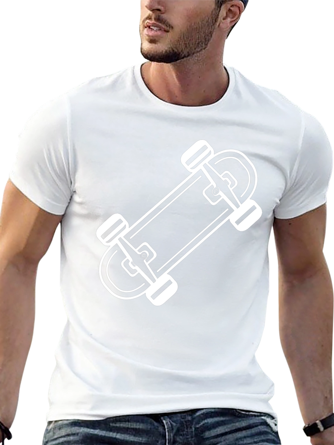 Skateboard Graphic Tee - Black Cotton T-Shirt