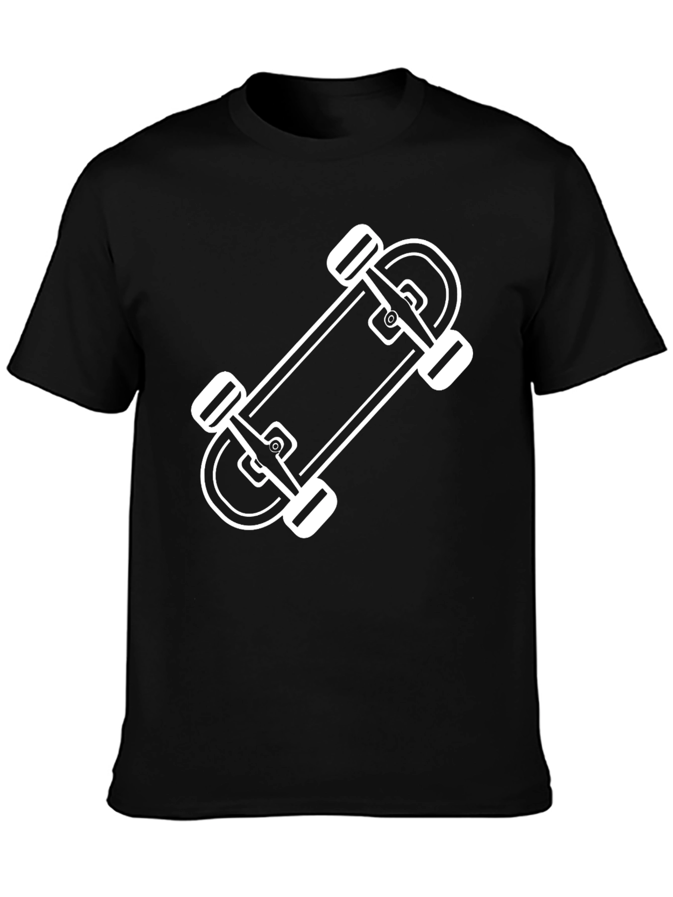 Skateboard Graphic Tee - Black Cotton T-Shirt