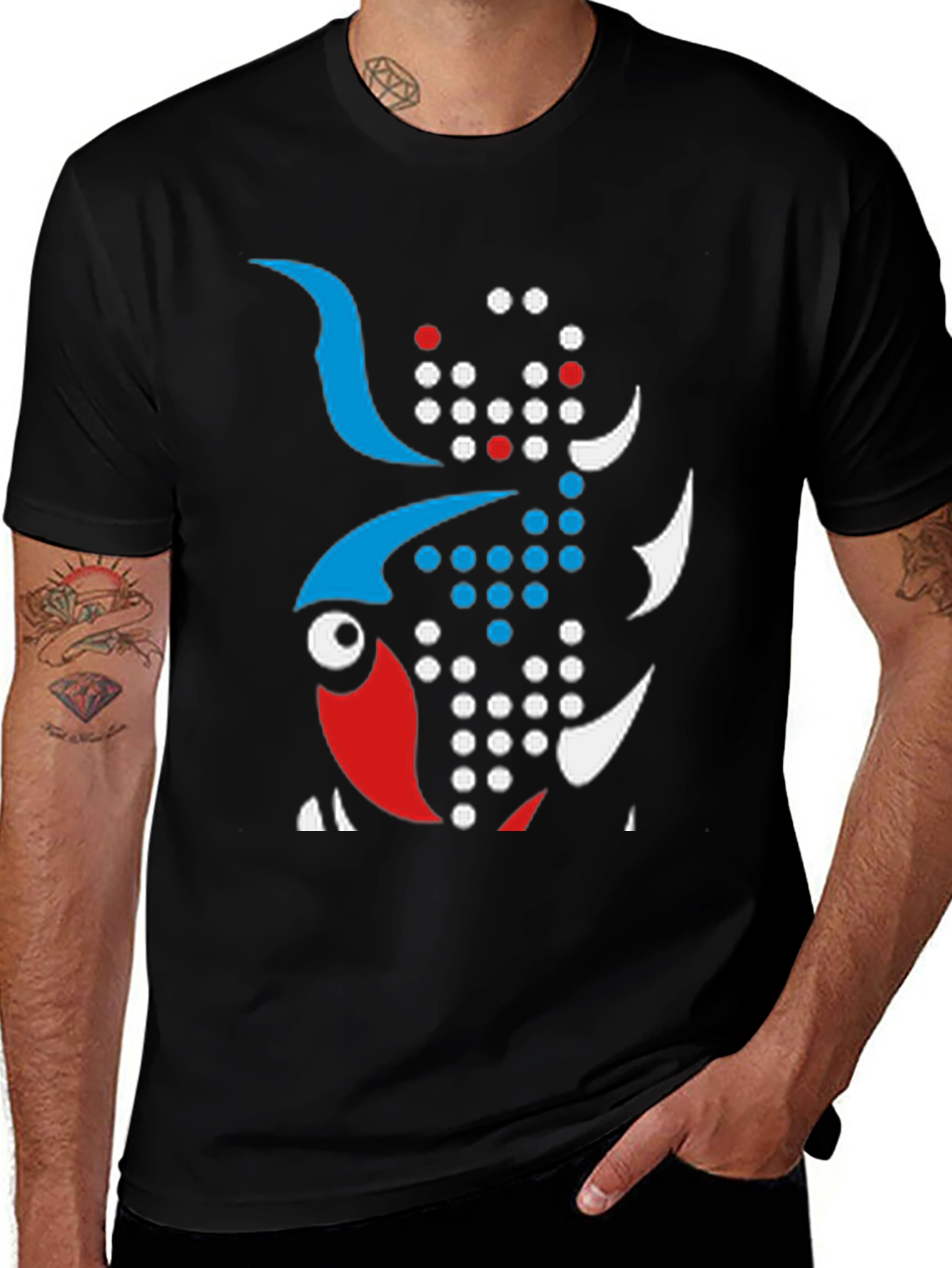 Abstract Fish Graphic Tee - Unique Design
