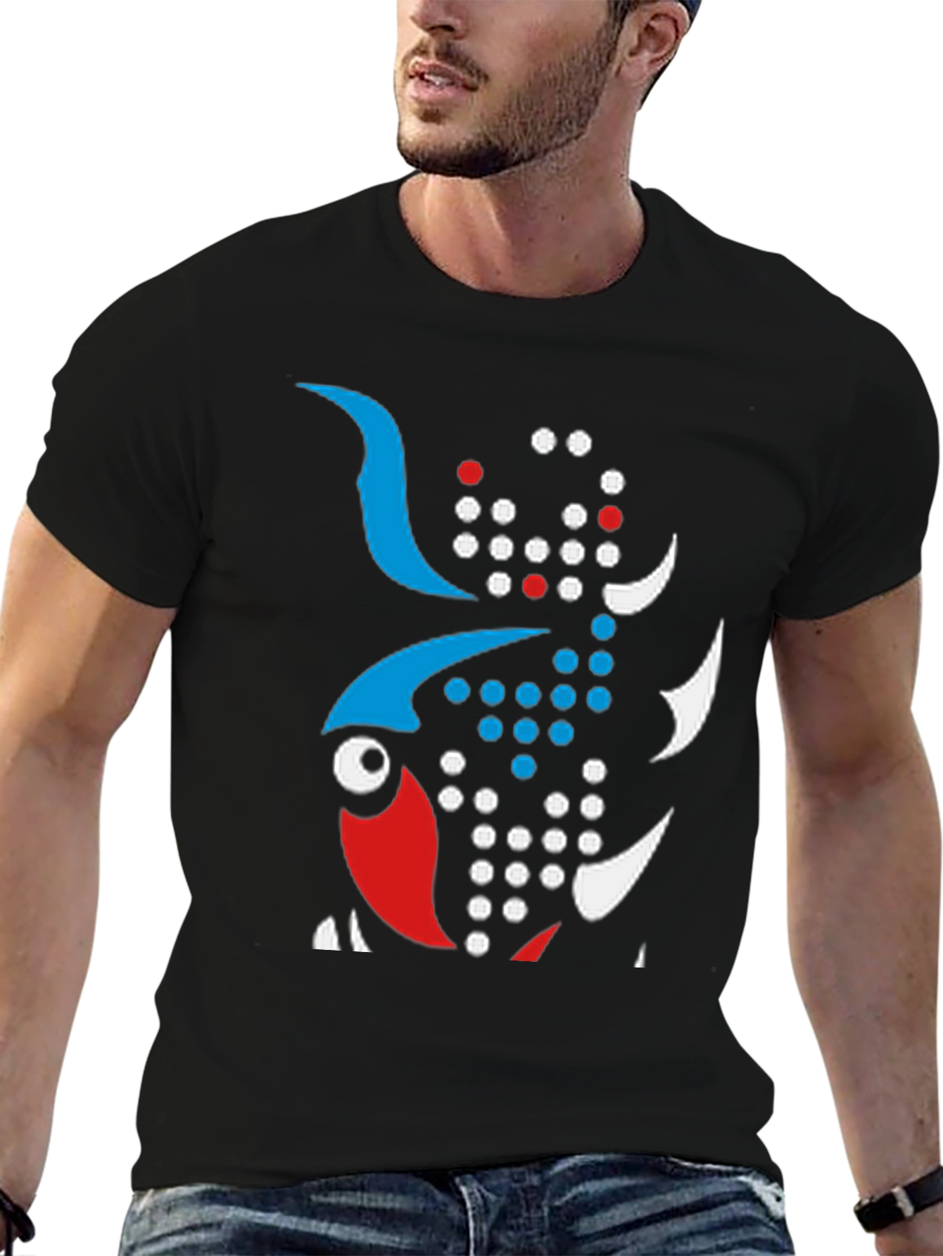 Abstract Fish Graphic Tee - Unique Design