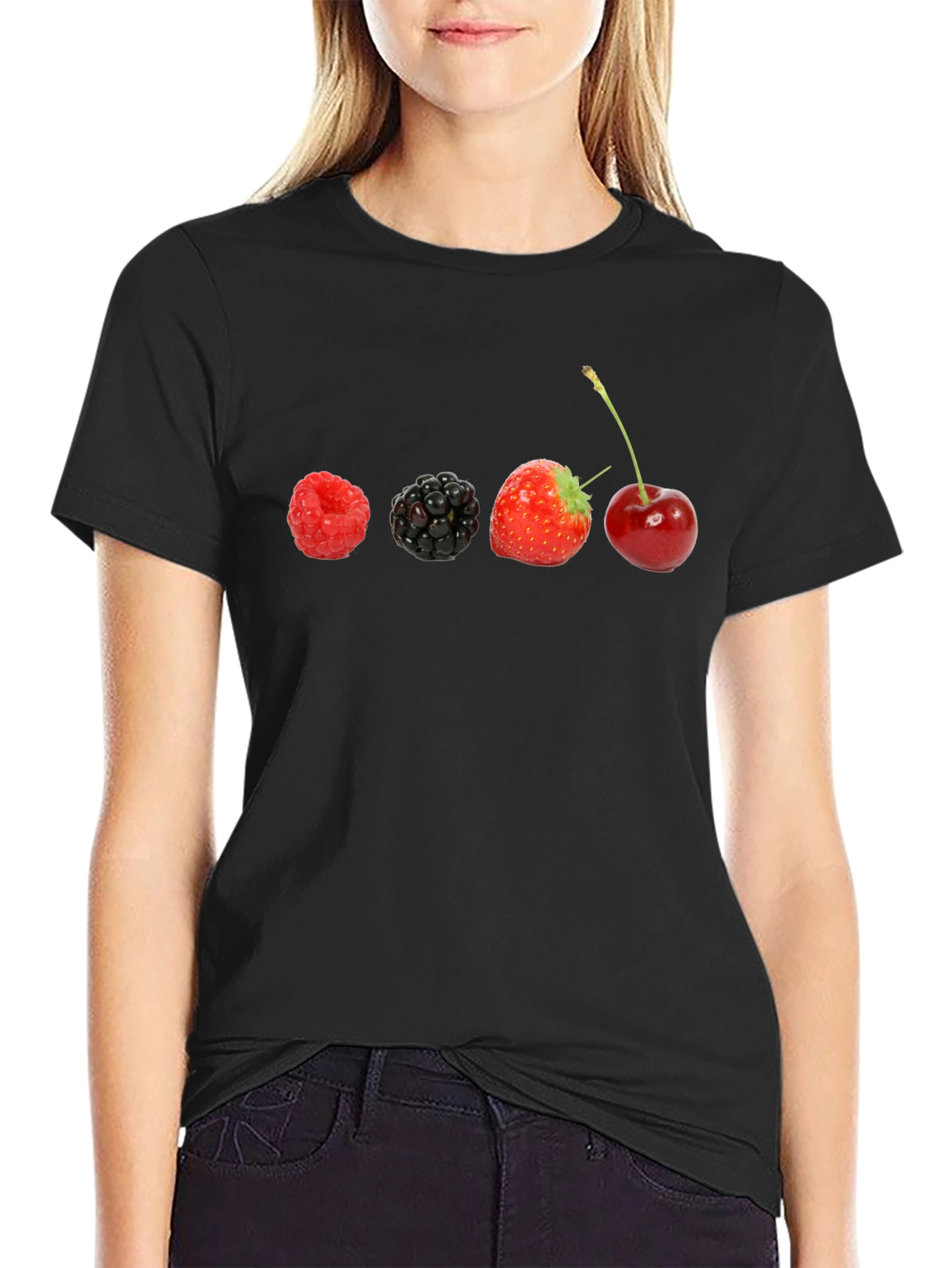Berries on Black T-Shirt
