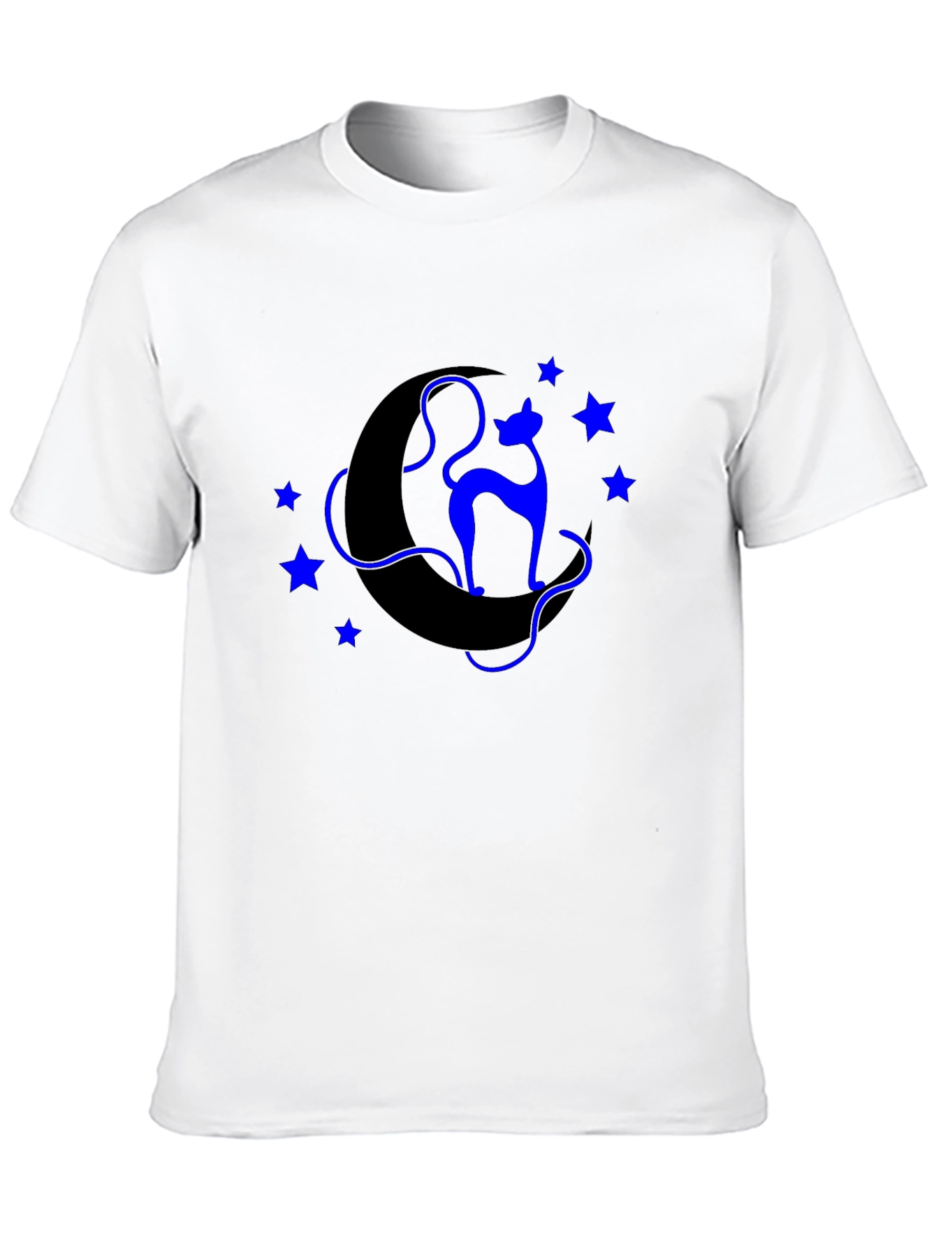 Celestial Cat T-Shirt - Crescent Moon & Star Design