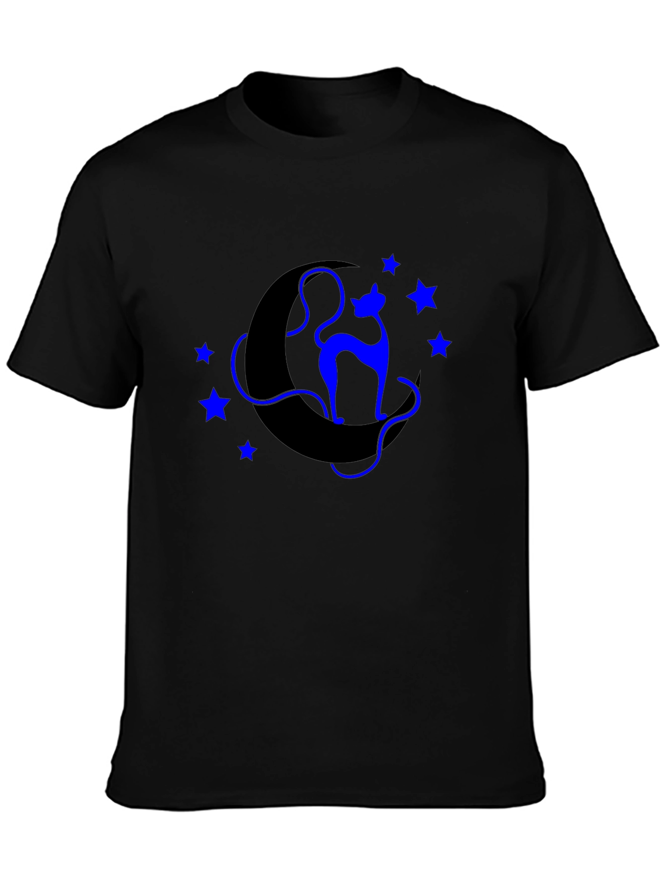 Celestial Cat T-Shirt - Crescent Moon & Star Design
