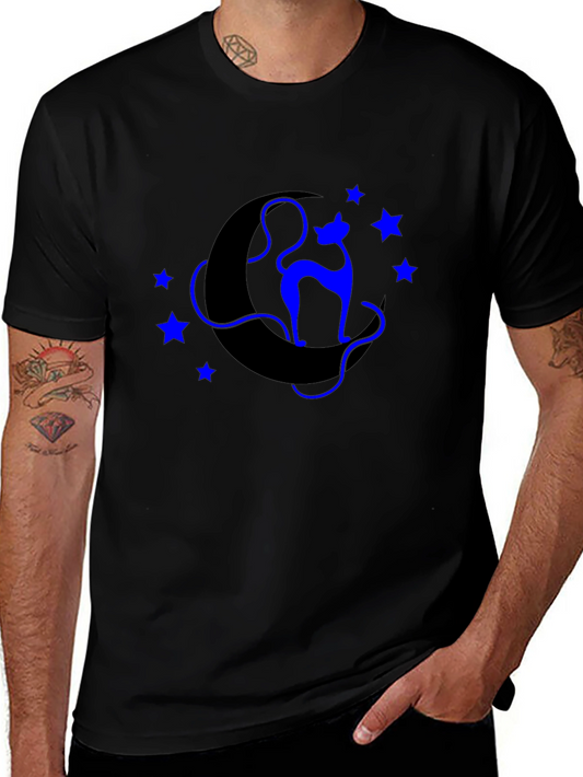 Celestial Cat T-Shirt - Crescent Moon & Star Design