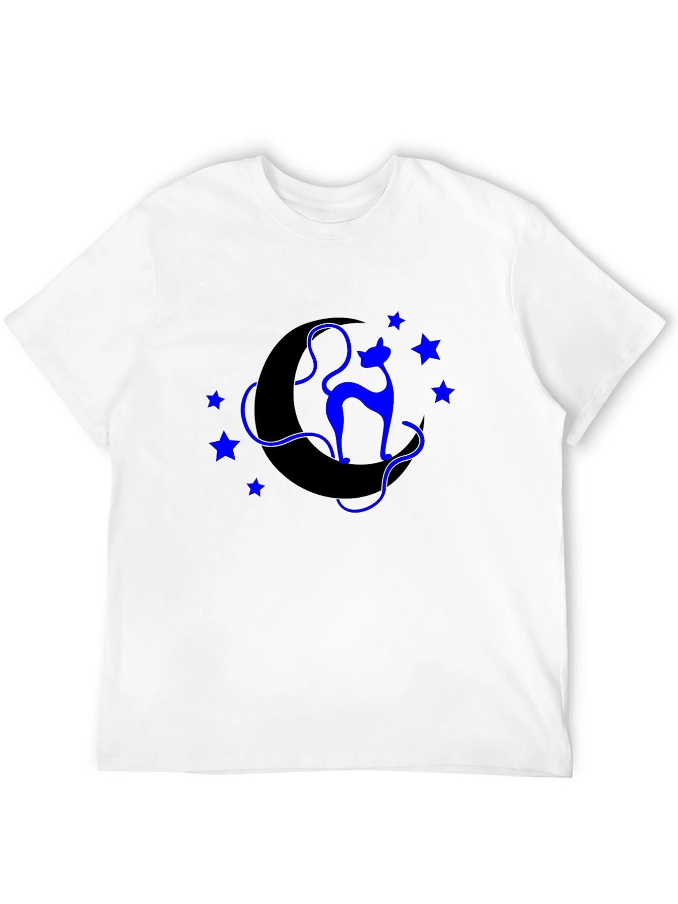 Celestial Cat T-Shirt - Crescent Moon & Star Design