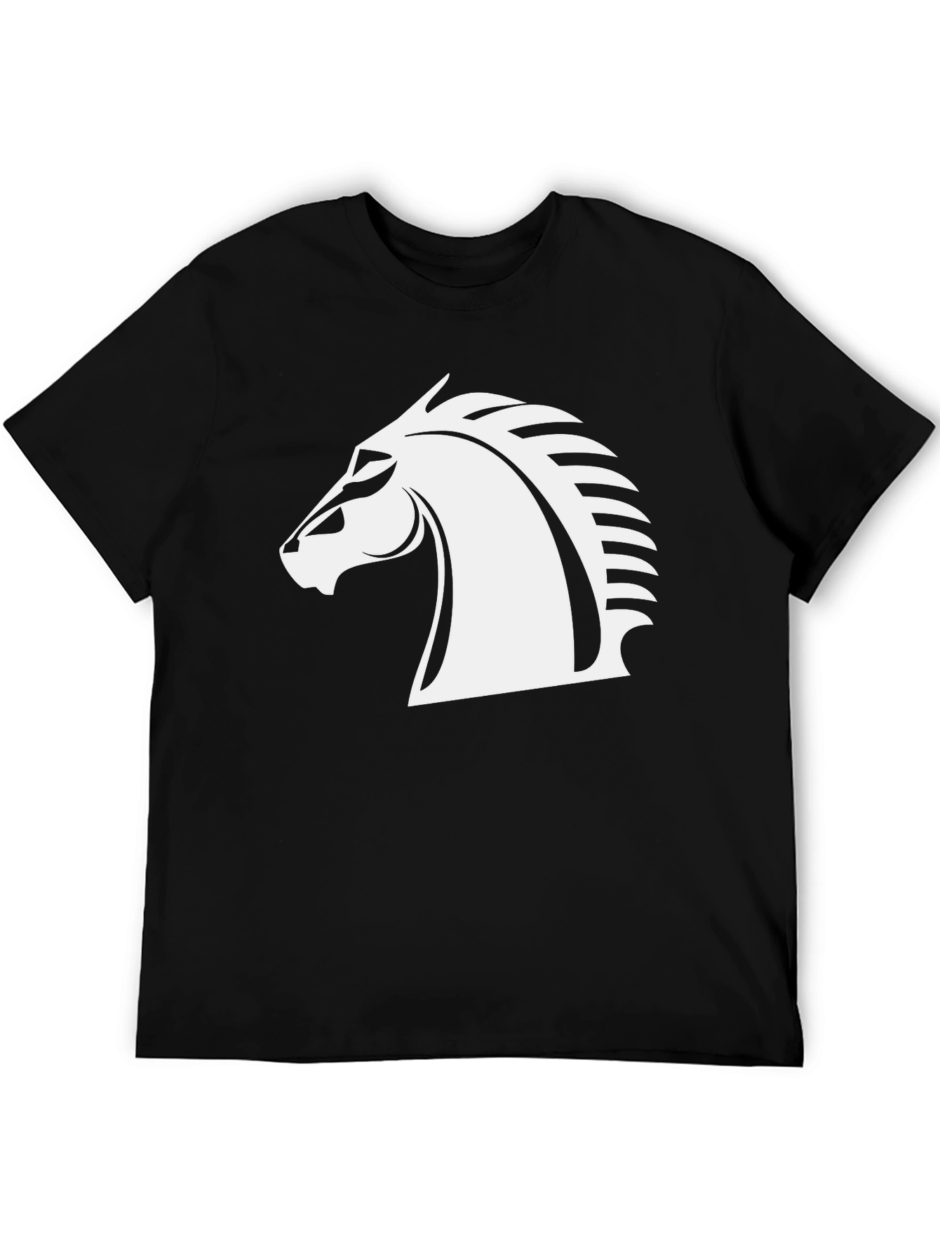 Chess Knight Graphic Tee - Black Cotton T-Shirt