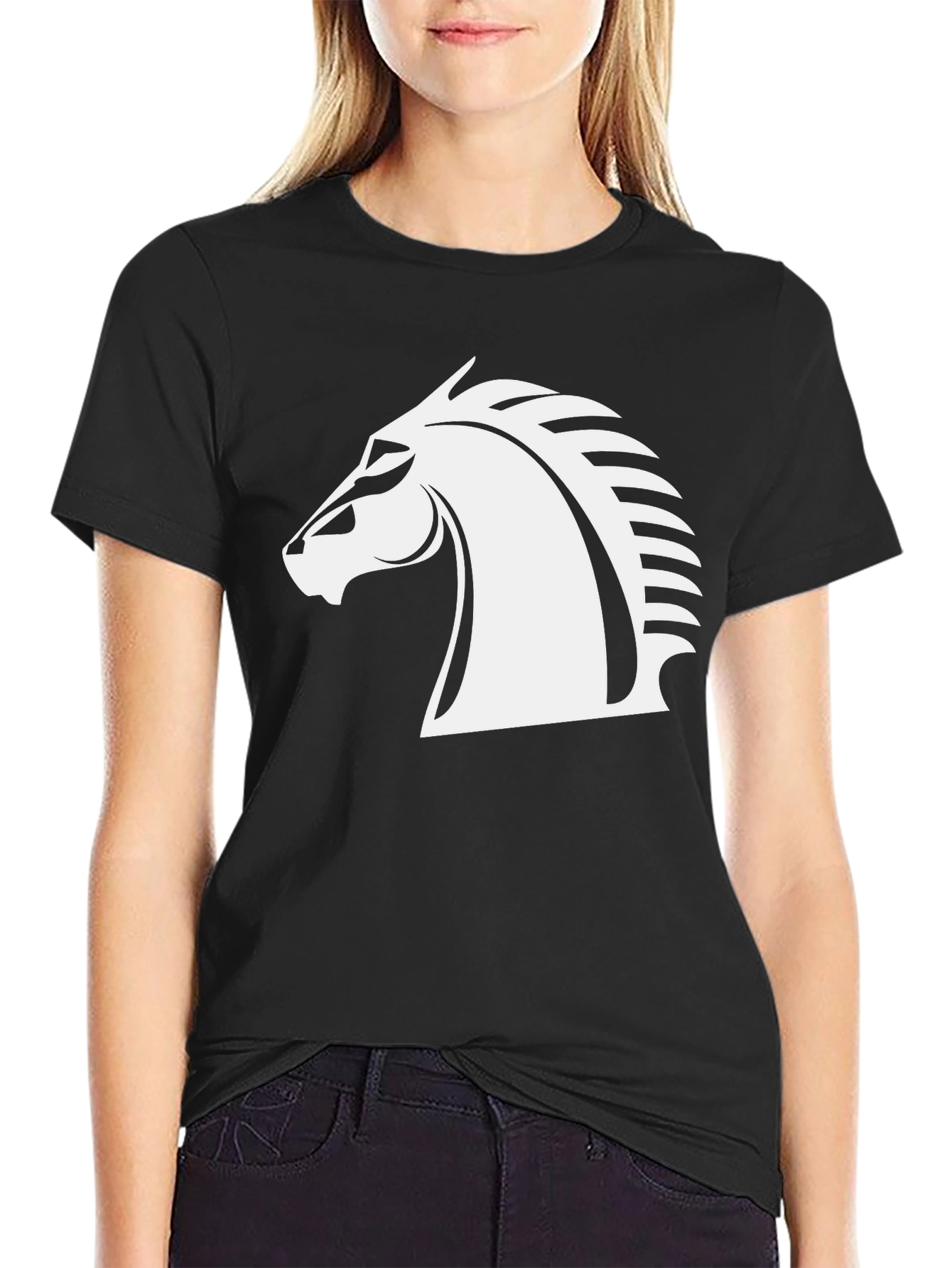 Chess Knight Graphic Tee - Black Cotton T-Shirt