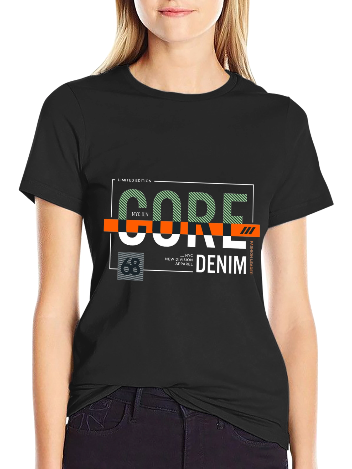 Core Denim Graphic Print Black T-Shirt