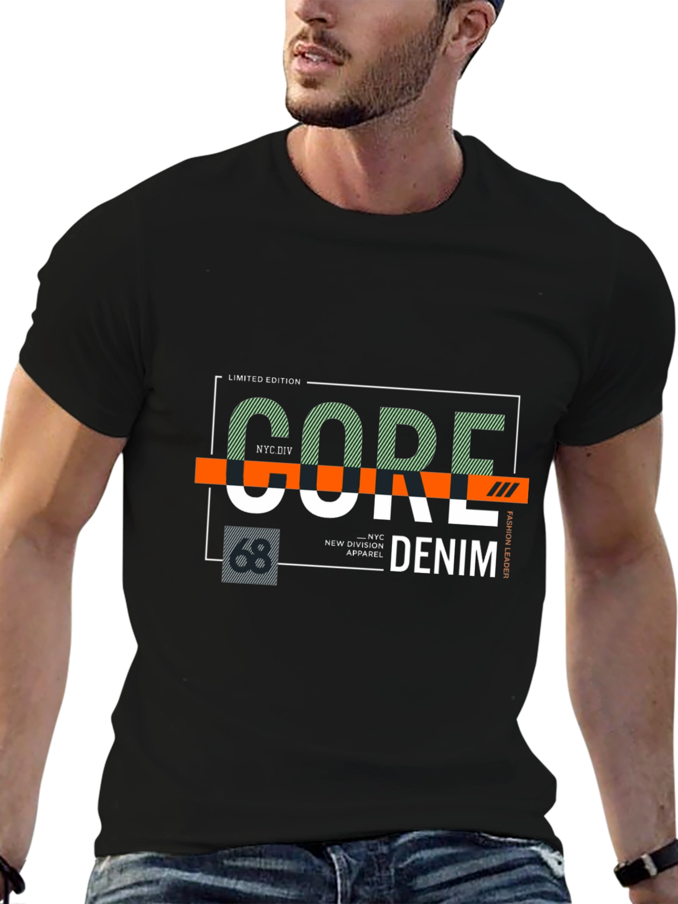 Core Denim Graphic Print Black T-Shirt