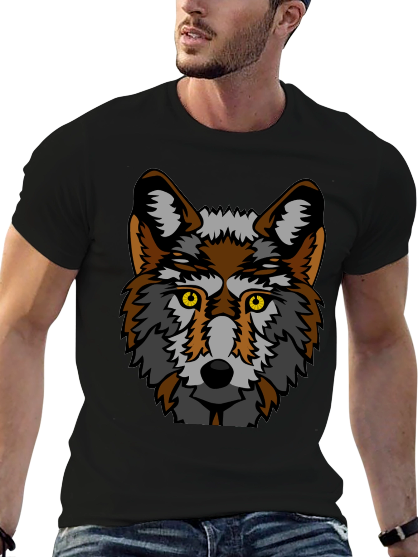 Wolf Graphic Black T-Shirt - Unisex Cool Animal Tee