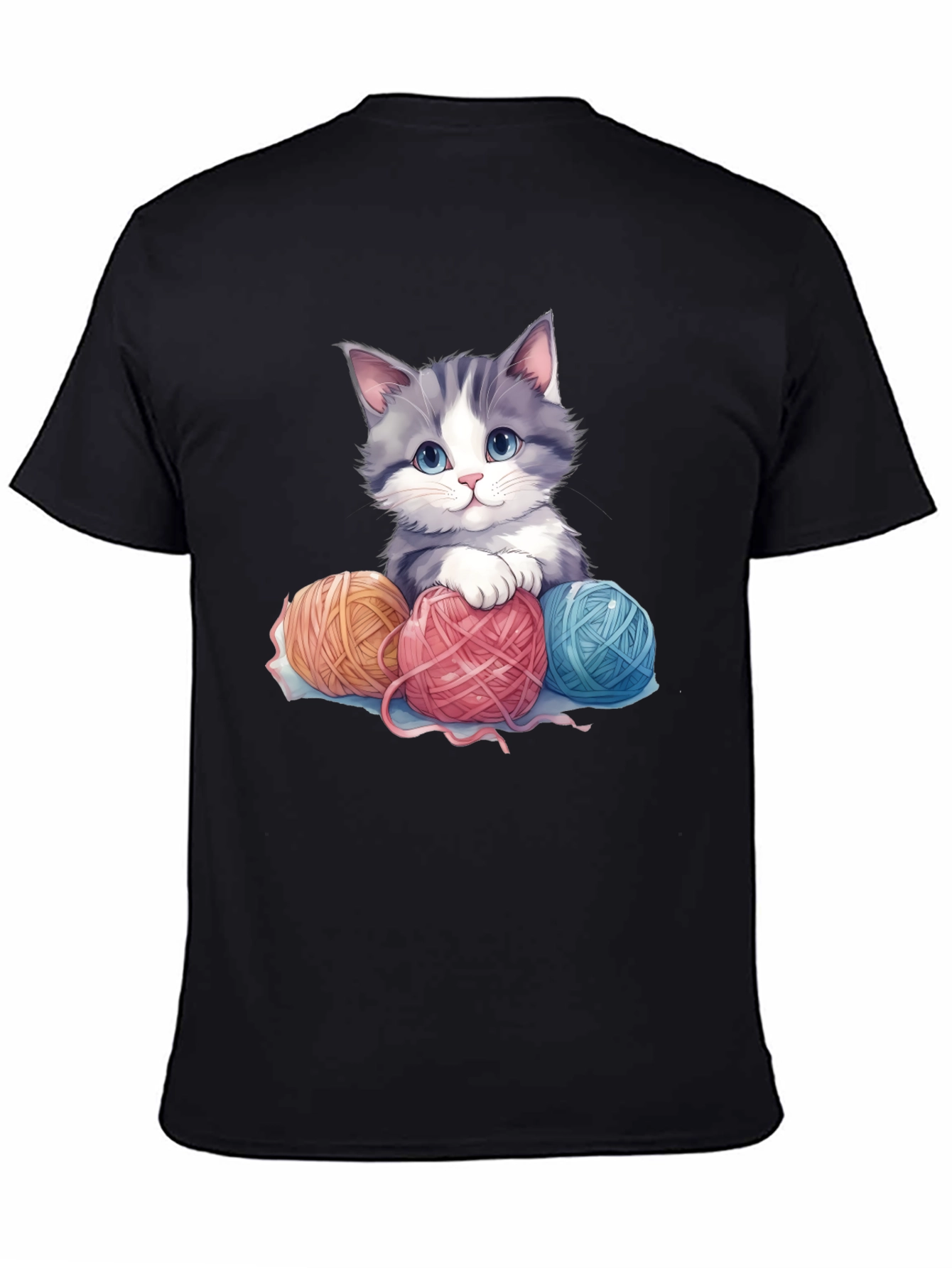 Cute Kitten & Yarn Balls Graphic Tee