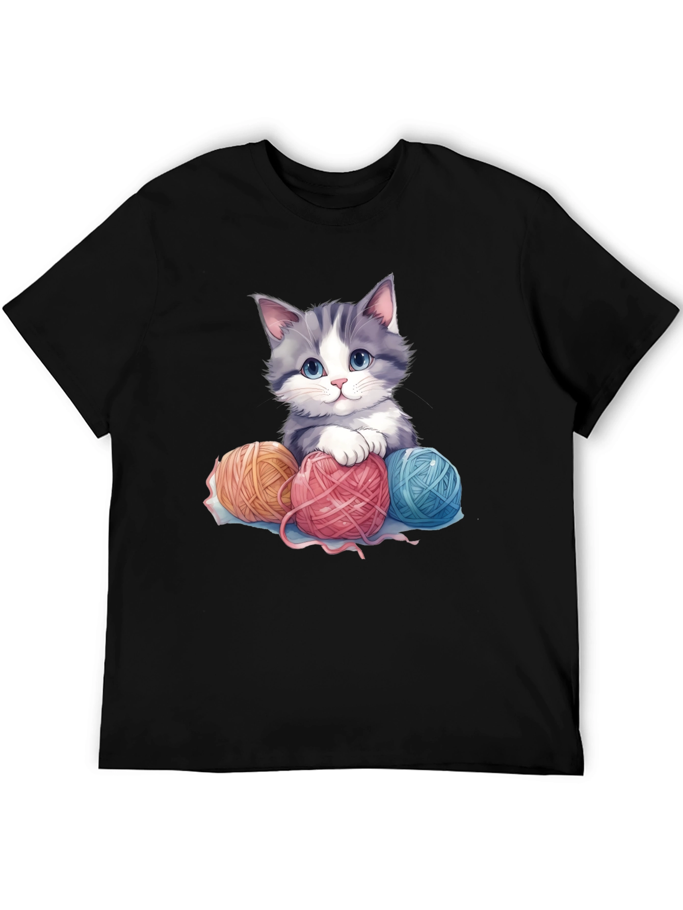 Cute Kitten & Yarn Balls Graphic Tee