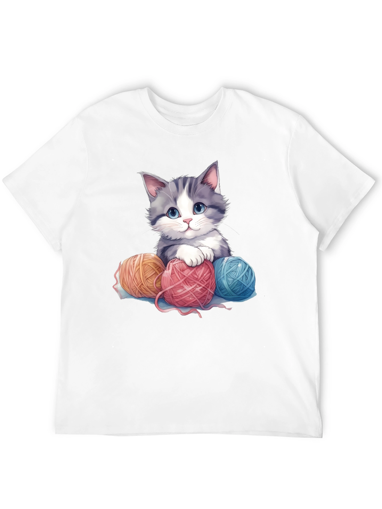 Cute Kitten & Yarn Balls Graphic Tee