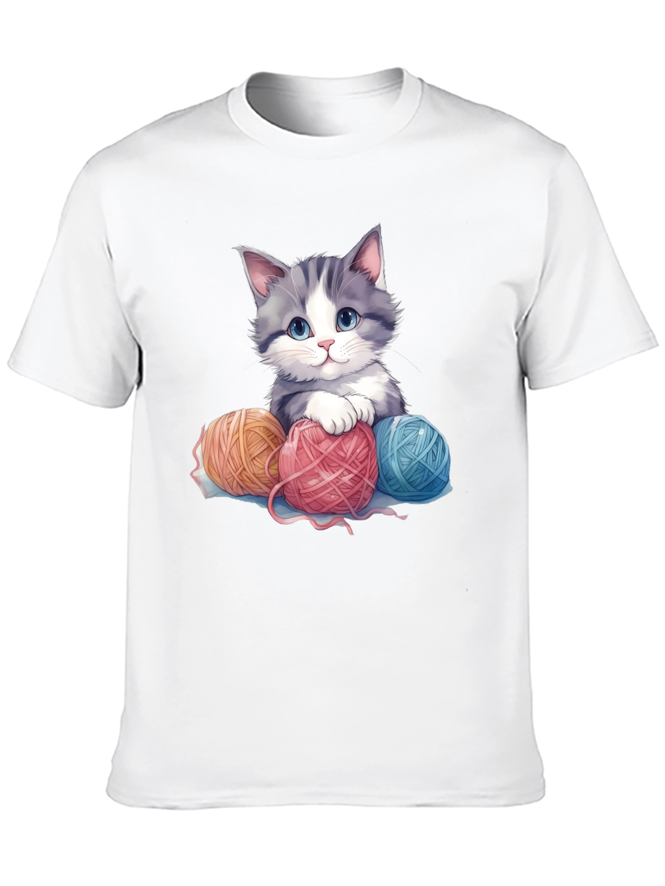 Cute Kitten & Yarn Balls Graphic Tee