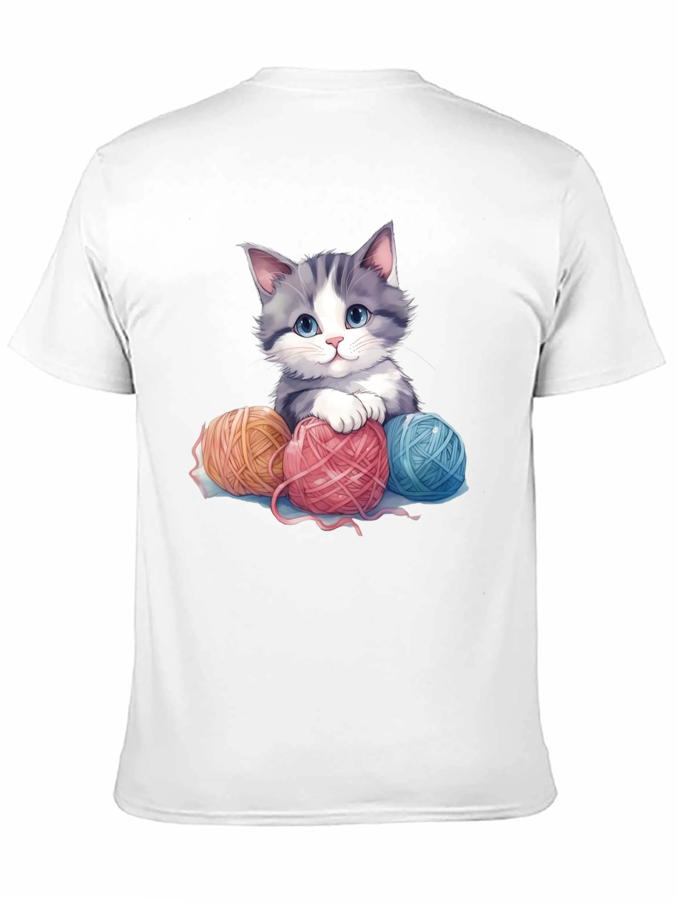 Cute Kitten & Yarn Balls Graphic Tee