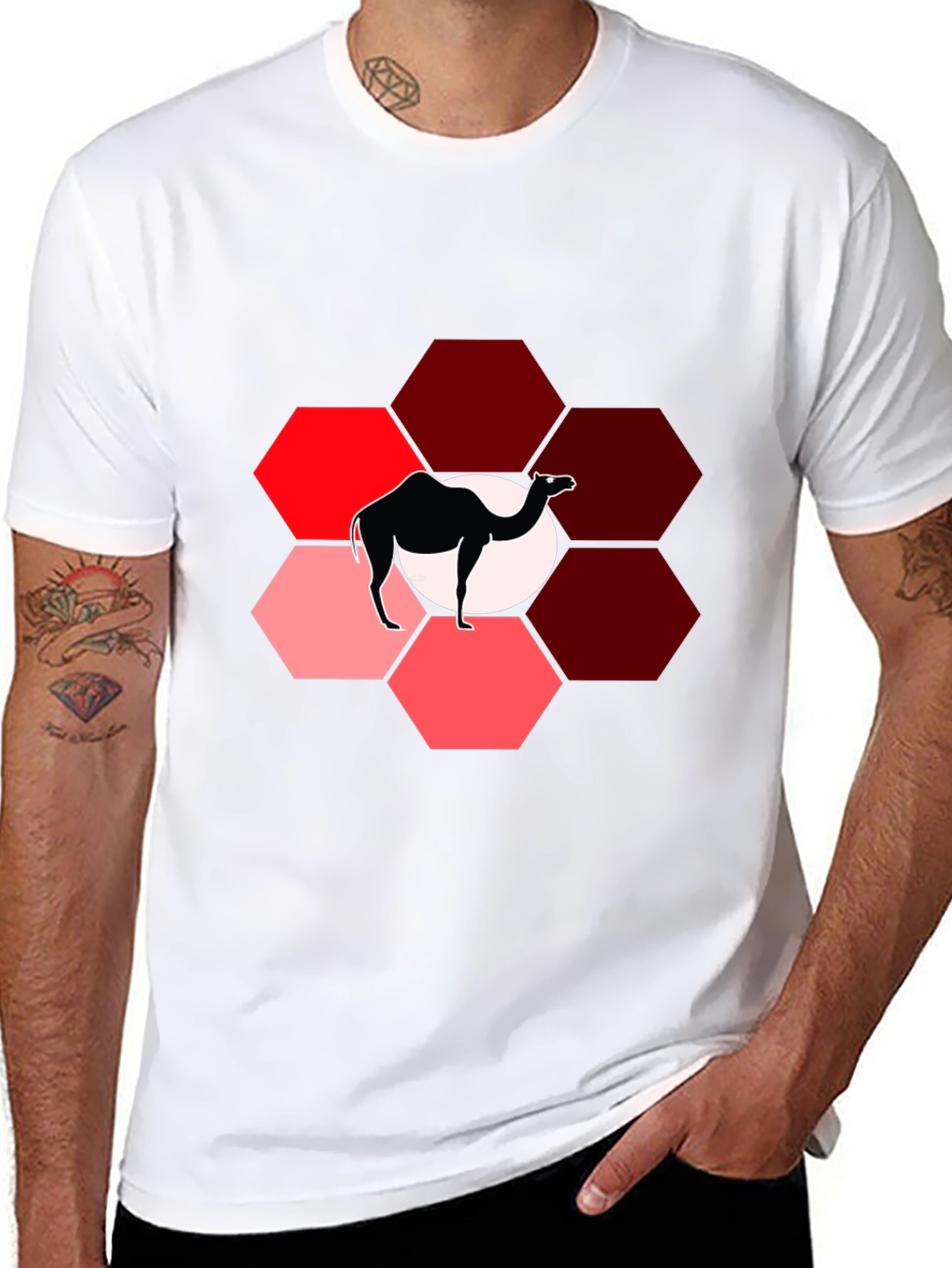 Camel Hexagon Graphic T-Shirt
