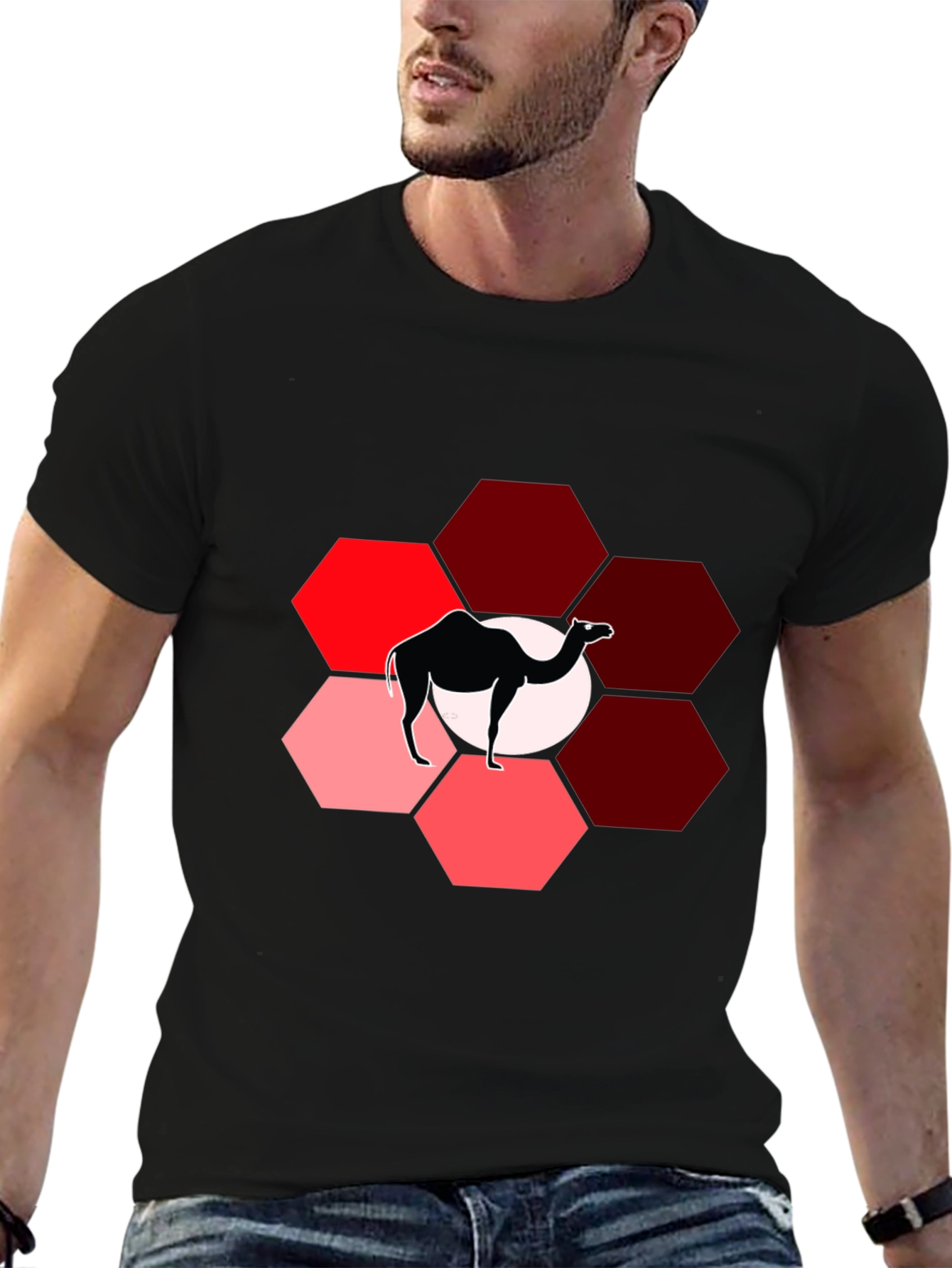 Camel Hexagon Graphic T-Shirt