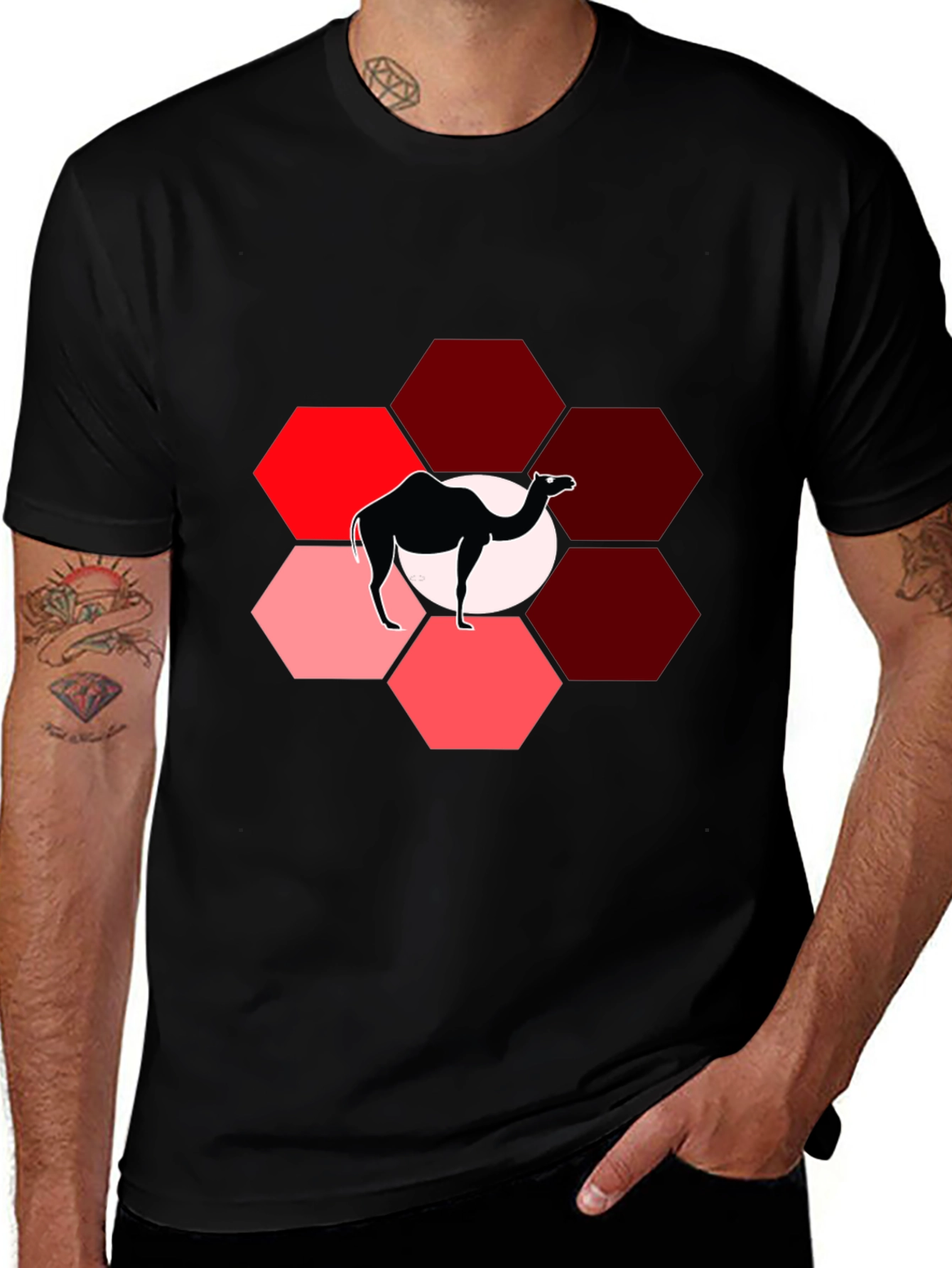 Camel Hexagon Graphic T-Shirt