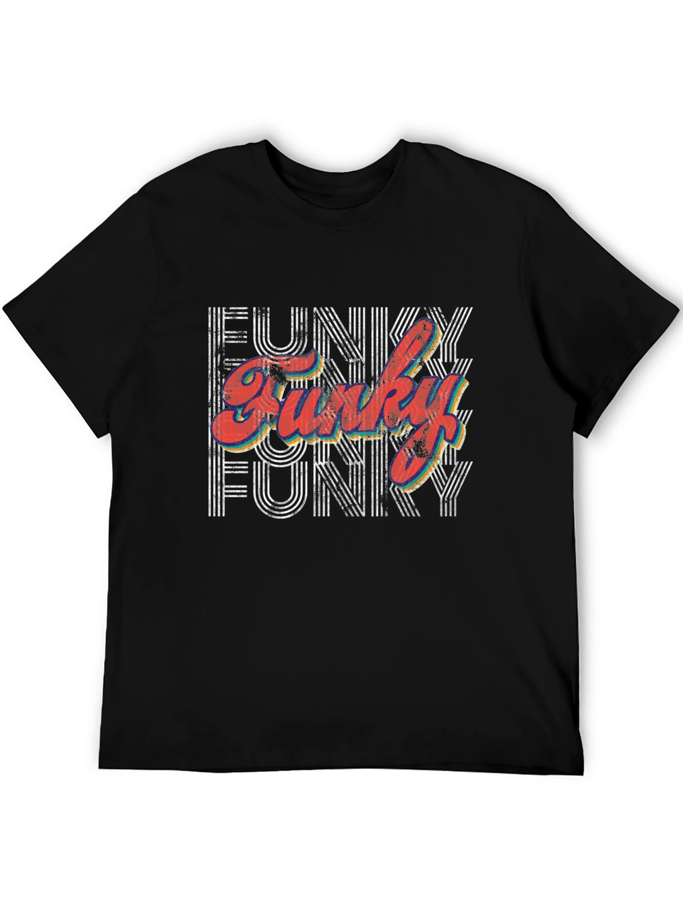 Funky Retro Style Graphic Tee - Black