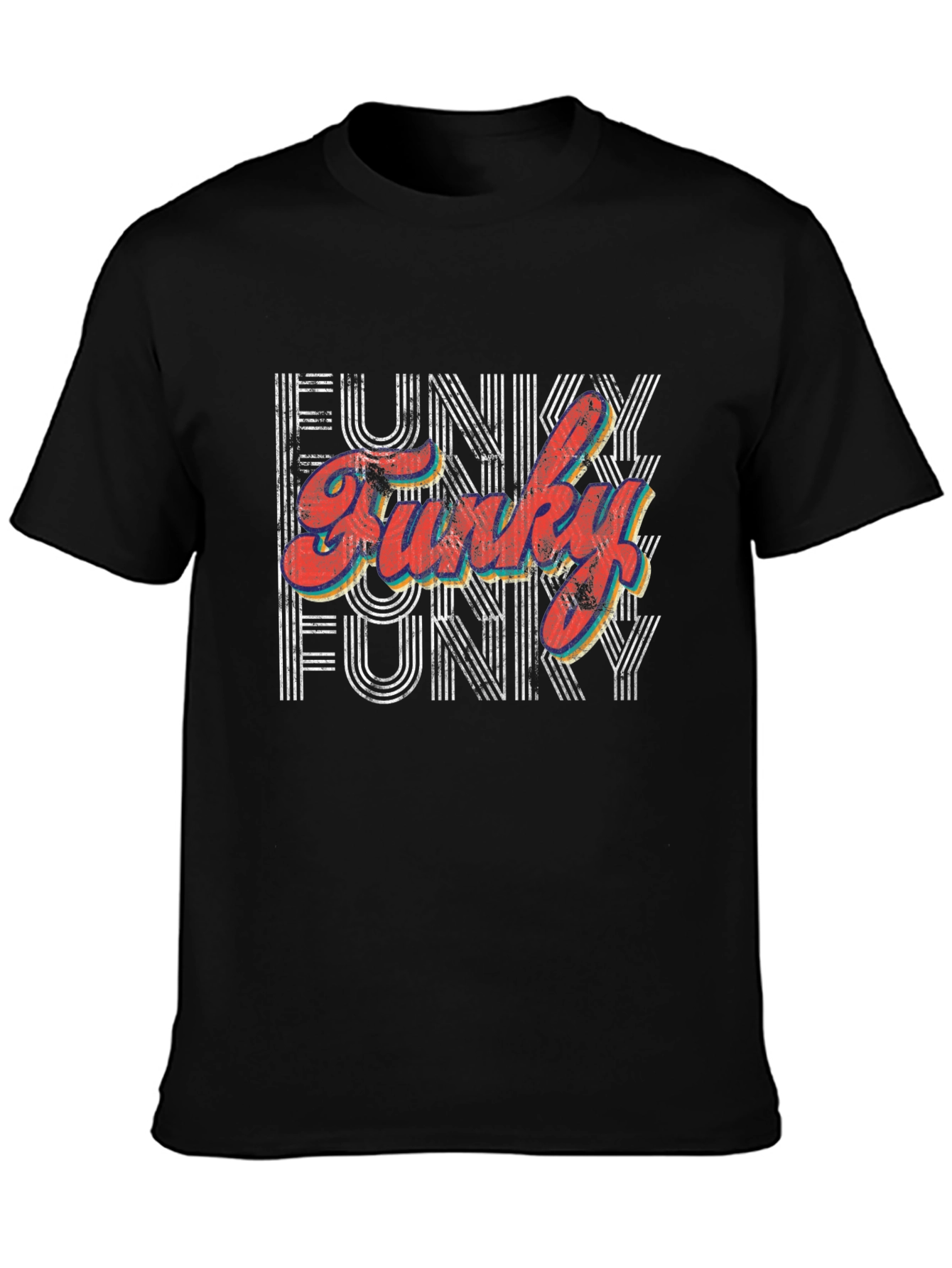 Funky Retro Style Graphic Tee - Black