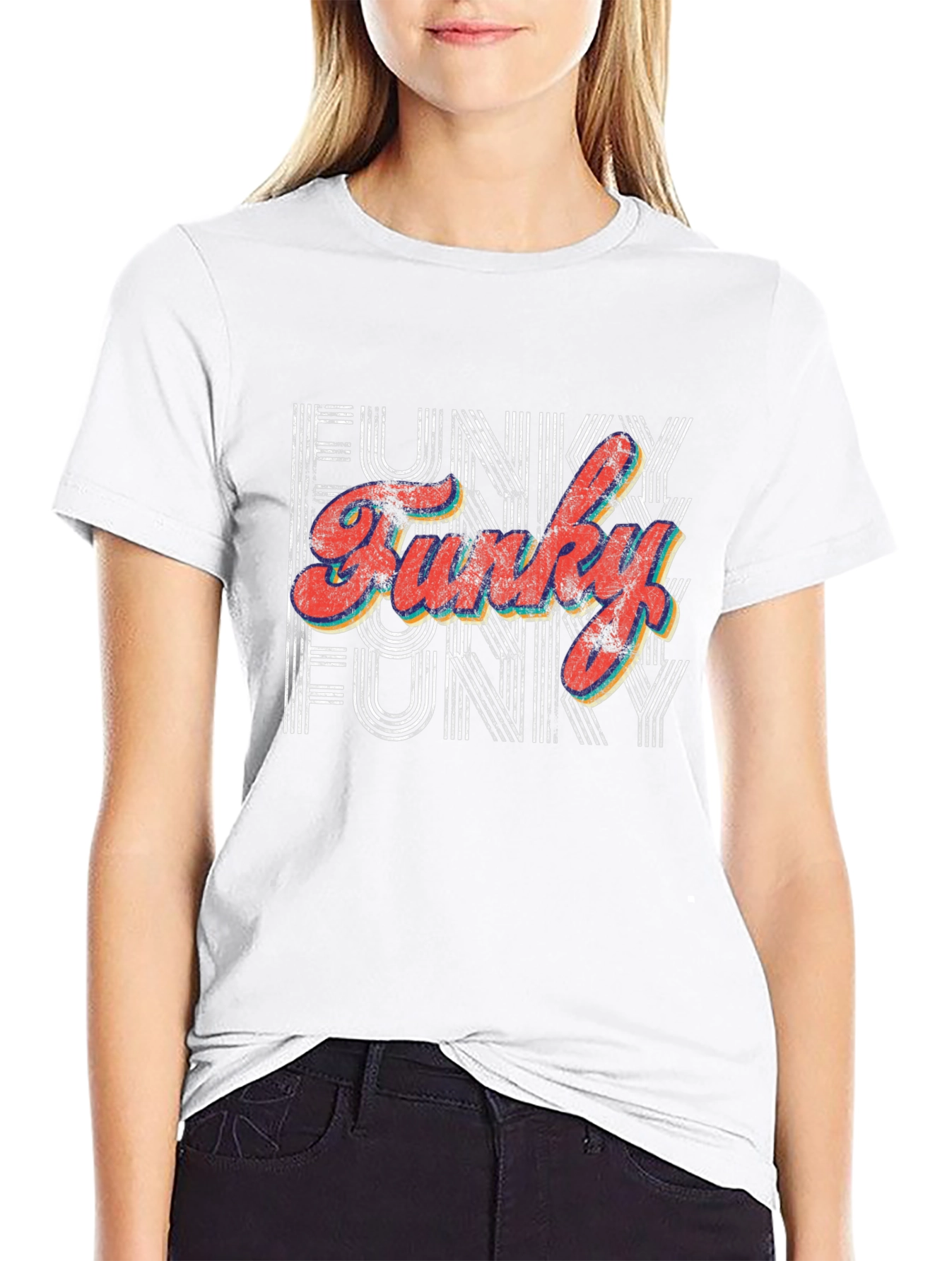 Funky Retro Style Graphic Tee - Black