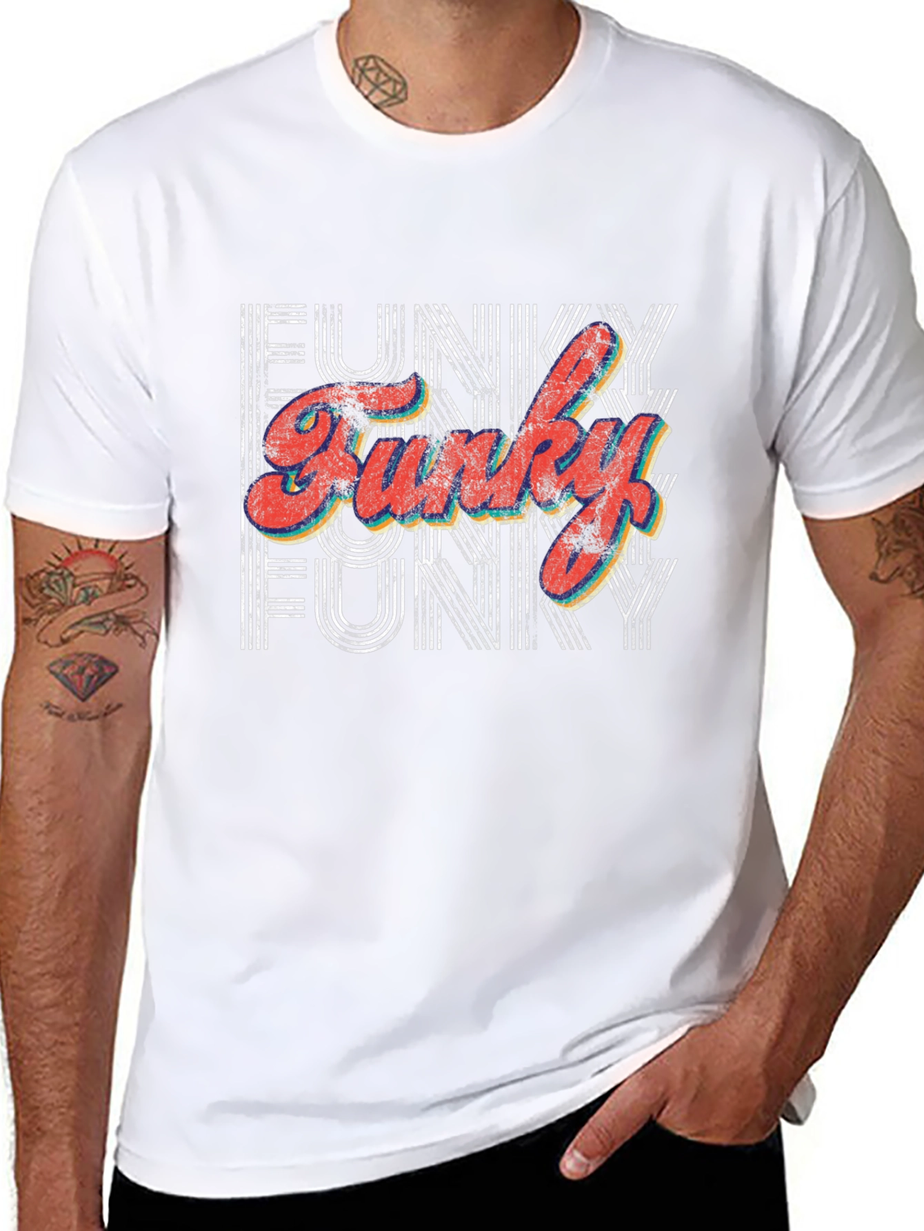 Funky Retro Style Graphic Tee - Black
