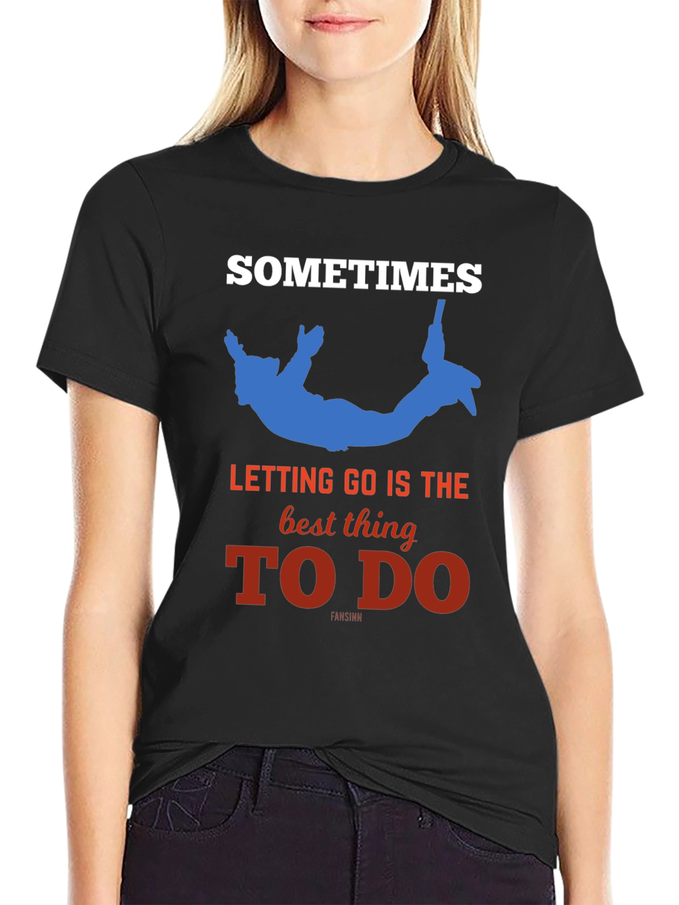 Sometimes Letting Go Black T-Shirt - Novelty Design