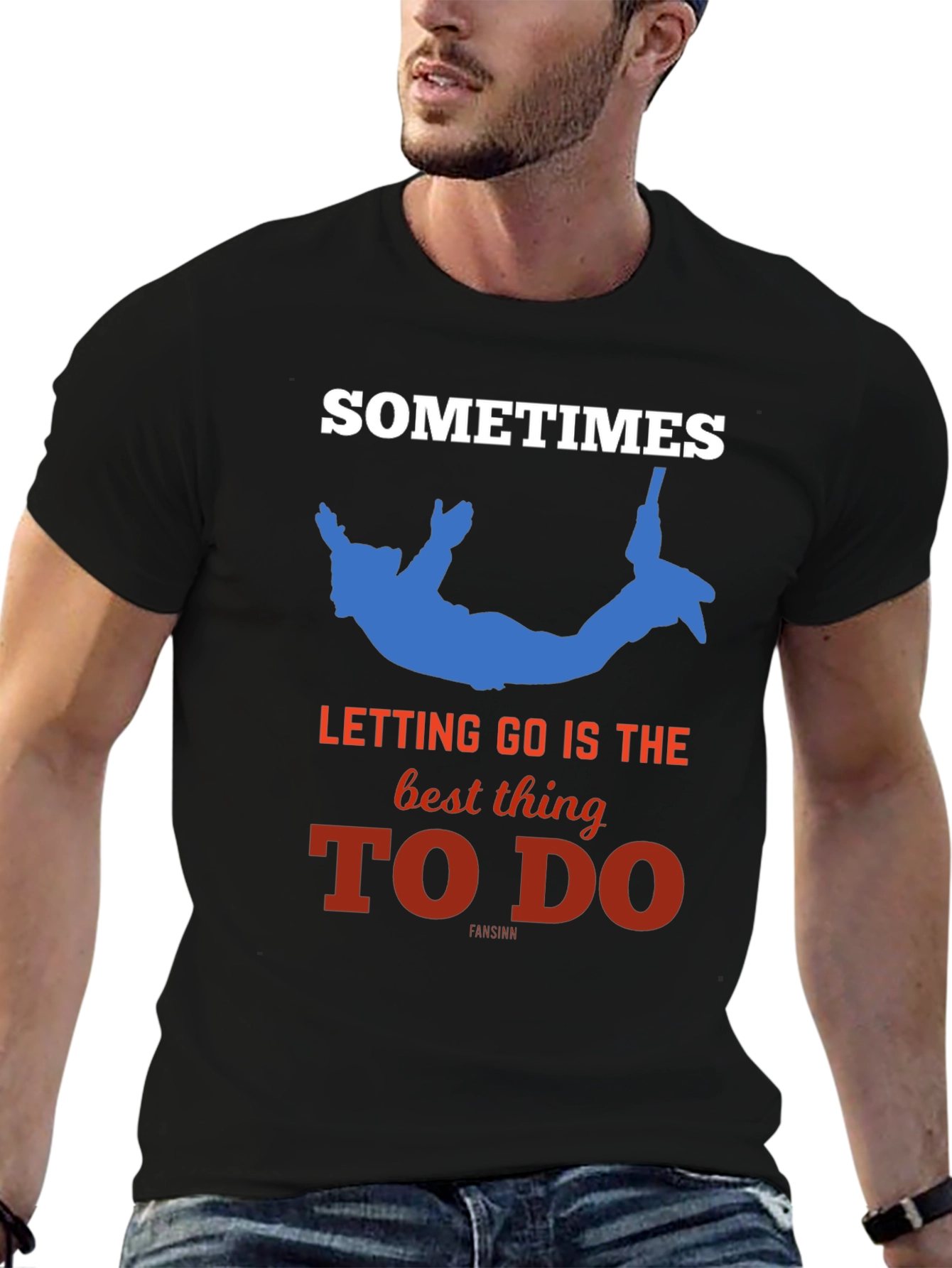 Sometimes Letting Go Black T-Shirt - Novelty Design
