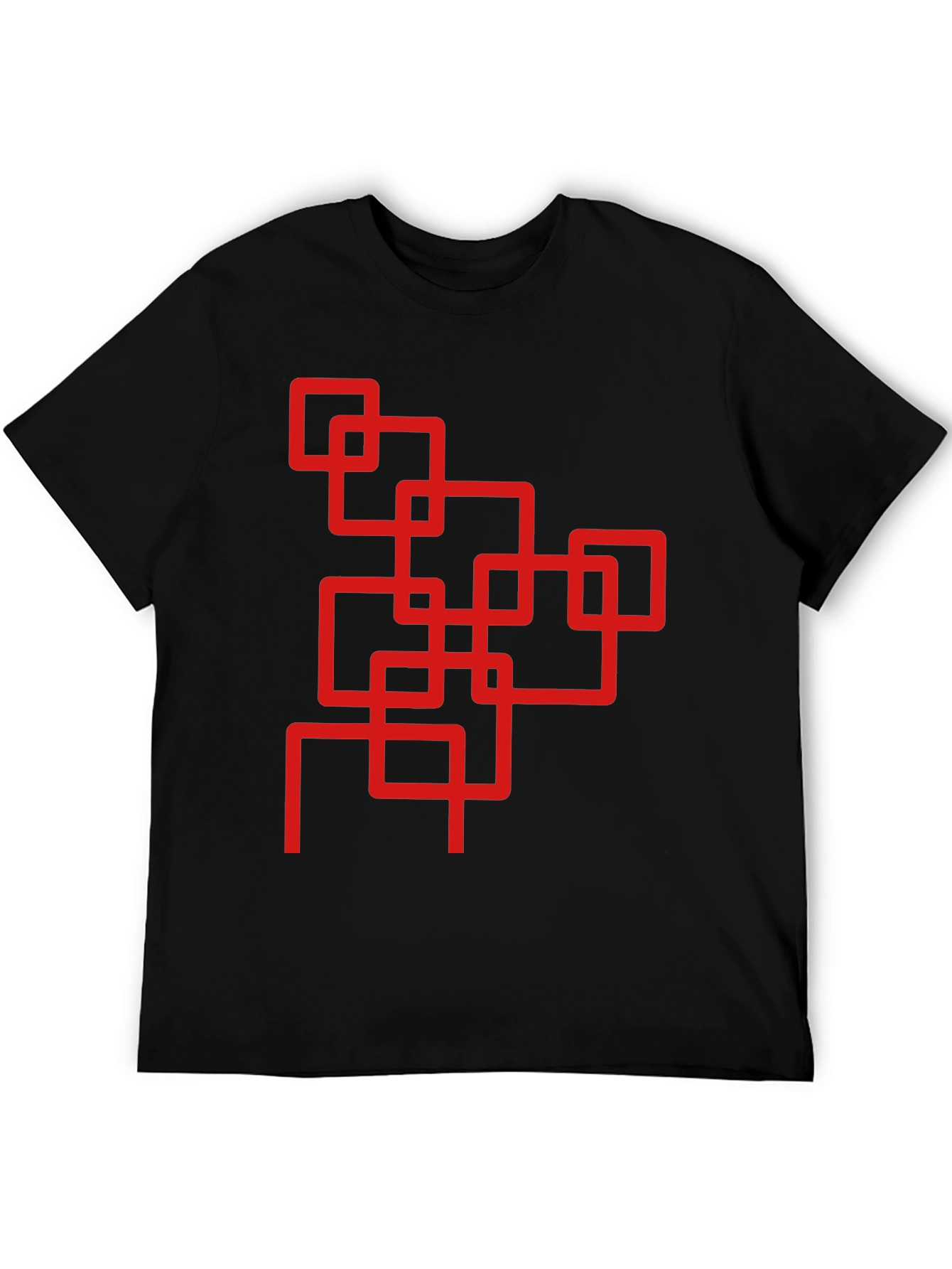 Abstract Squares Graphic Tee - Cool Black Shirt