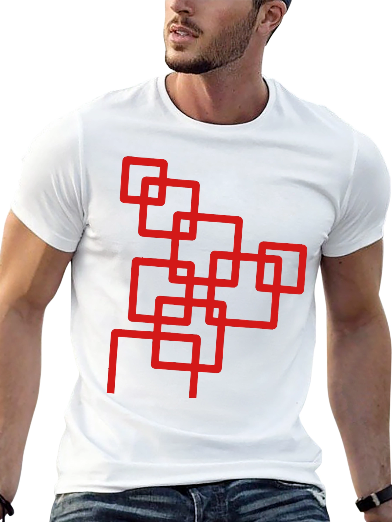 Abstract Squares Graphic Tee - Cool Black Shirt