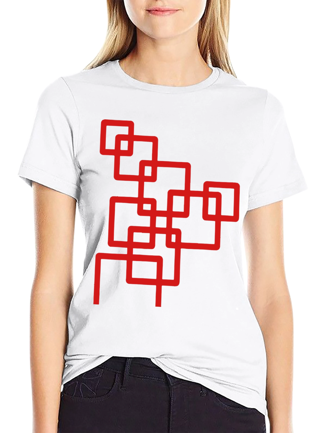 Abstract Squares Graphic Tee - Cool Black Shirt