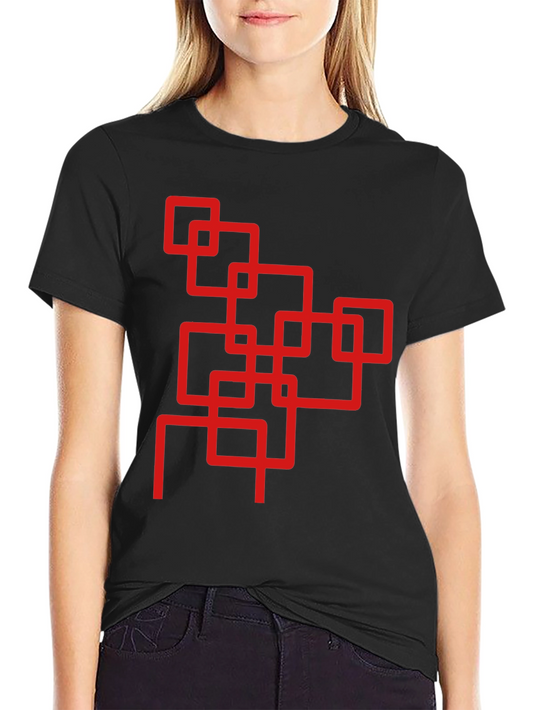 Abstract Squares Graphic Tee - Cool Black Shirt