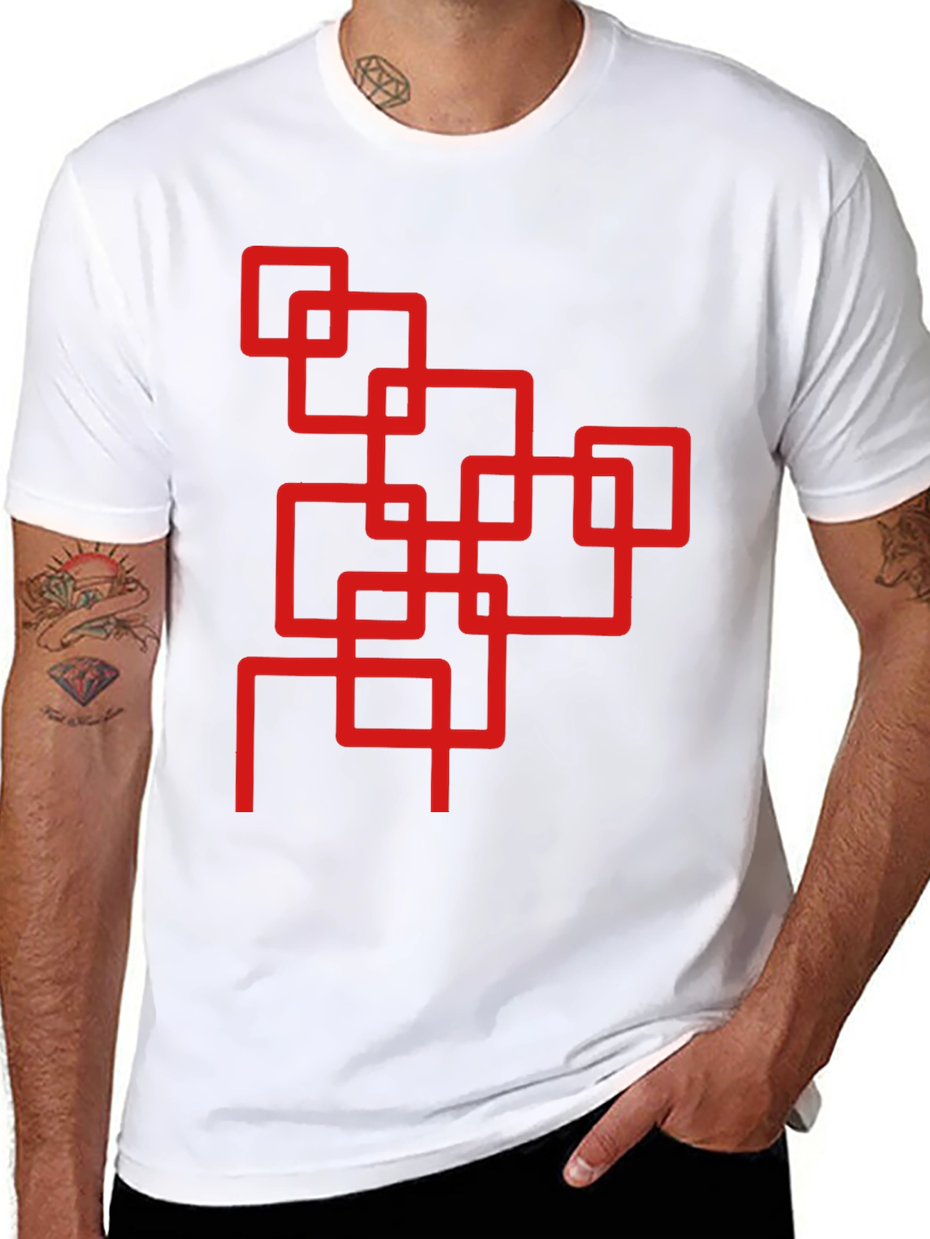Abstract Squares Graphic Tee - Cool Black Shirt