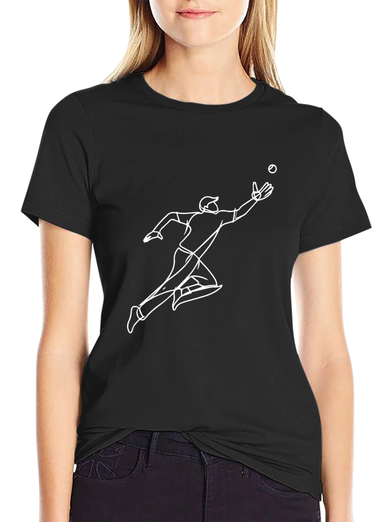 Graphic Print Black T-Shirt - Catch the Action